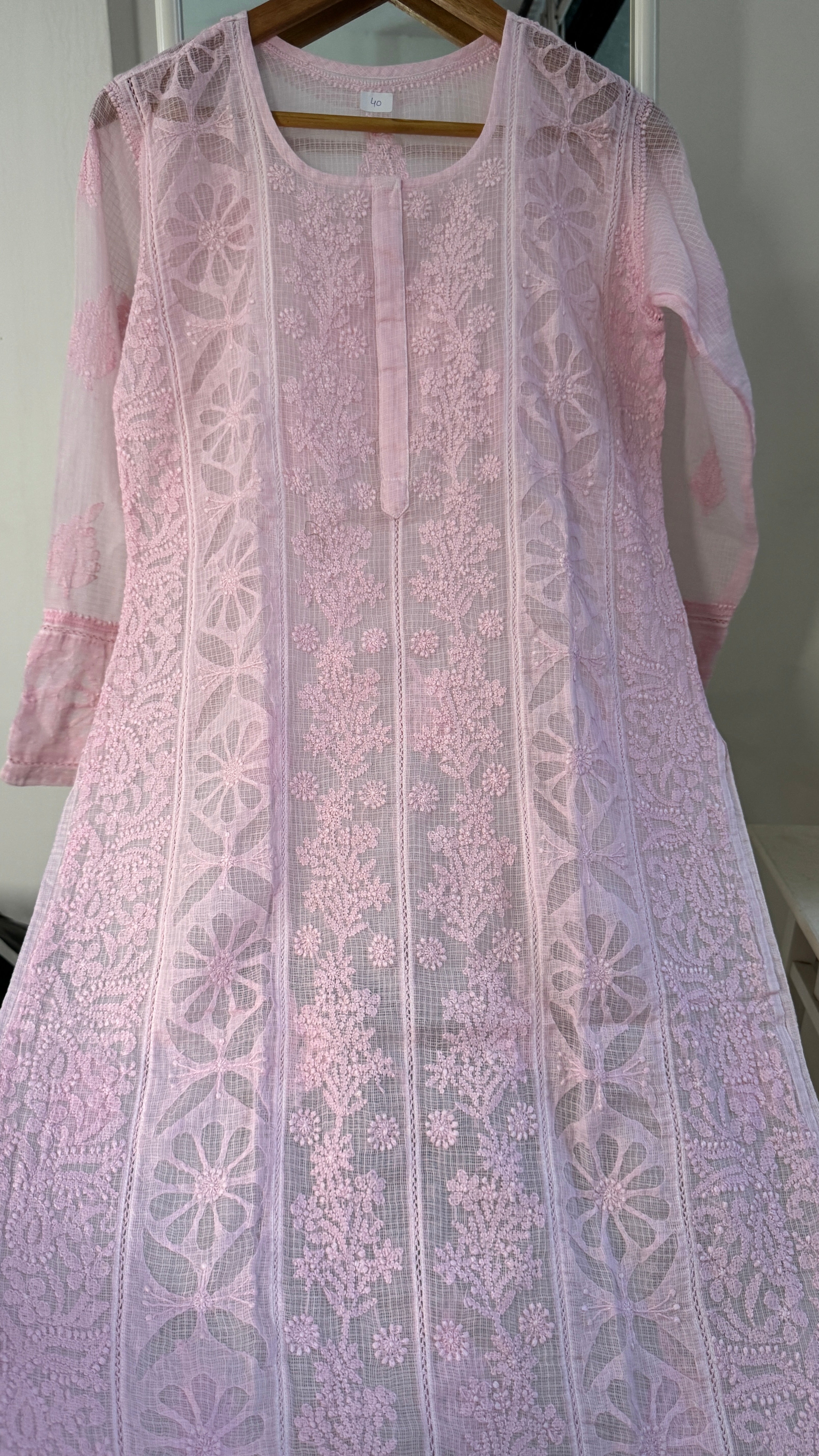 Kota Soft Cotton Chikankari Kurti - Pink - CHAND Collection
