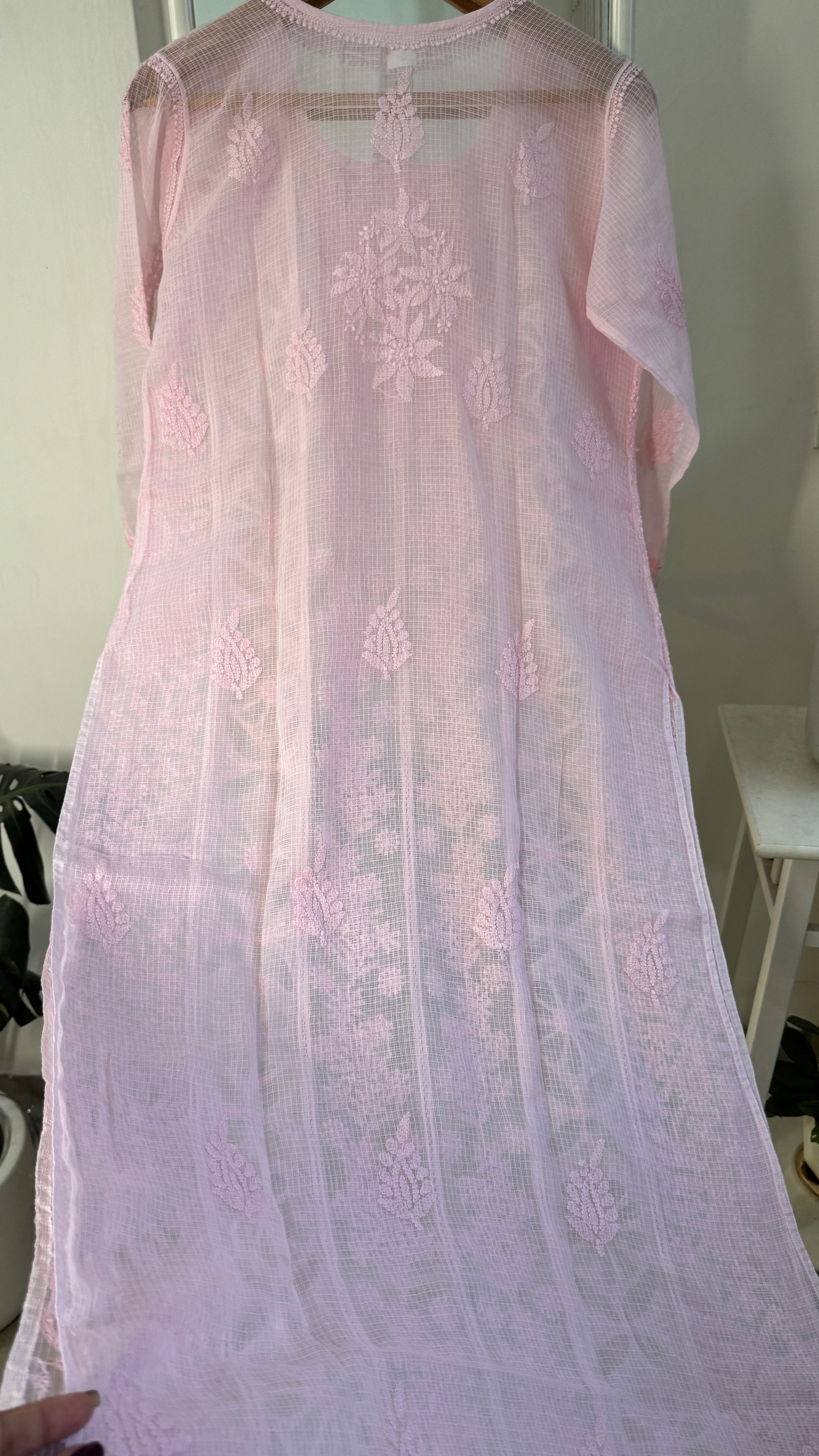 Kota Soft Cotton Chikankari Kurti - Pink - CHAND Collection