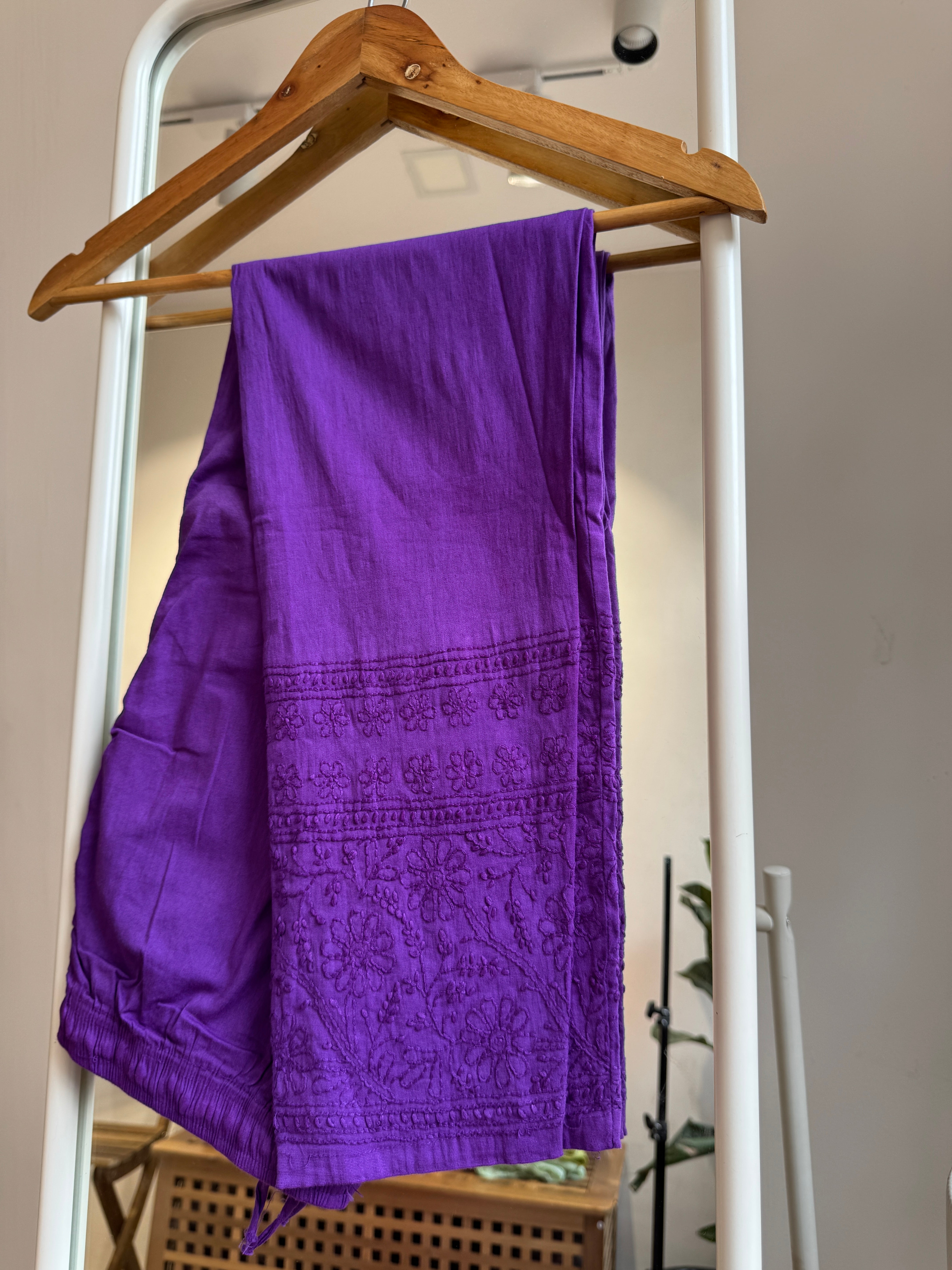 Chikankari Pants  - Purple ARIAA CHIKANKARI 