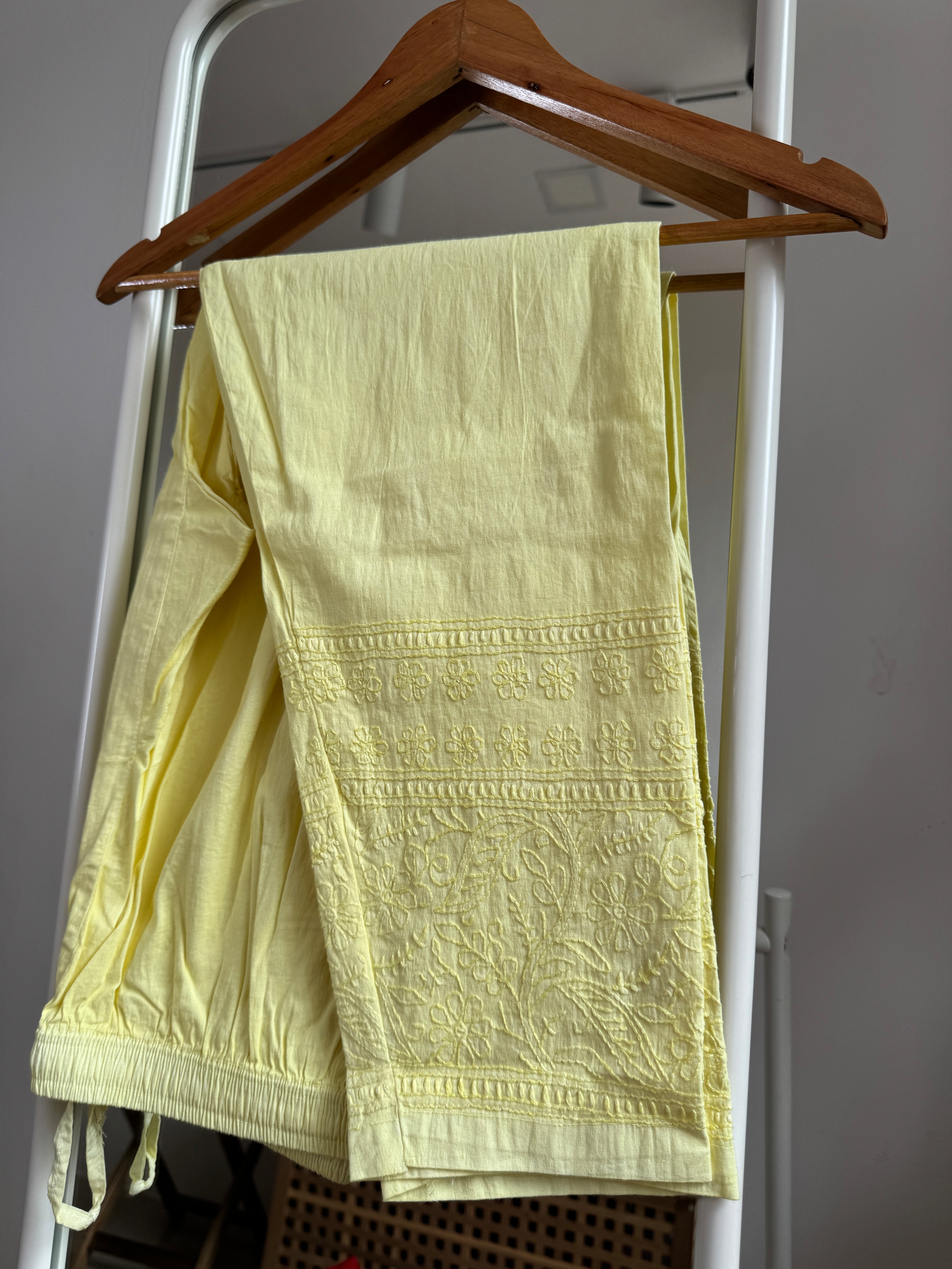 Chikankari Pants  - Lemon Yellow ARIAA CHIKANKARI 