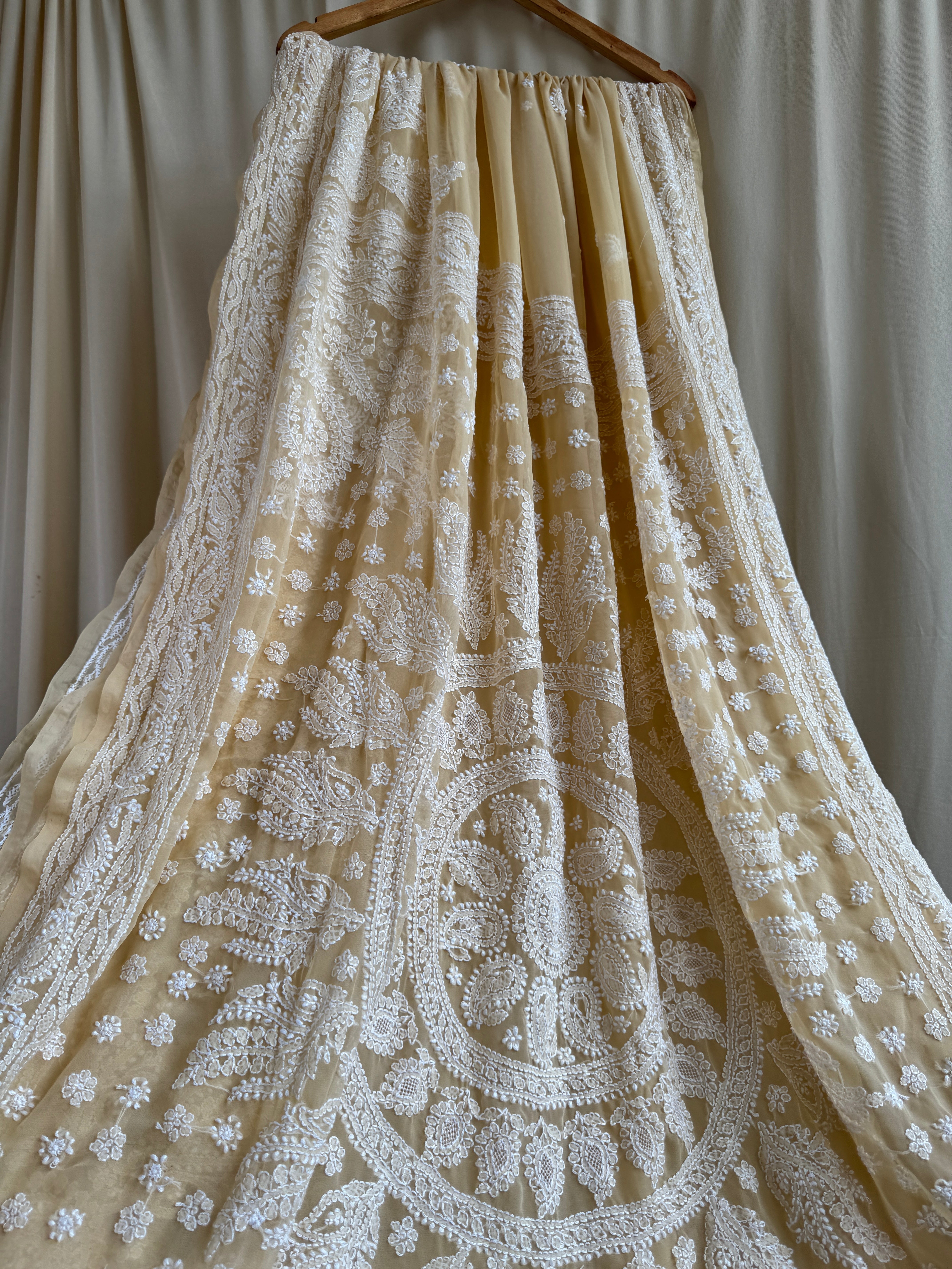 Georgette Chikankari saree in Beige ARIAA CHIKANKARI 