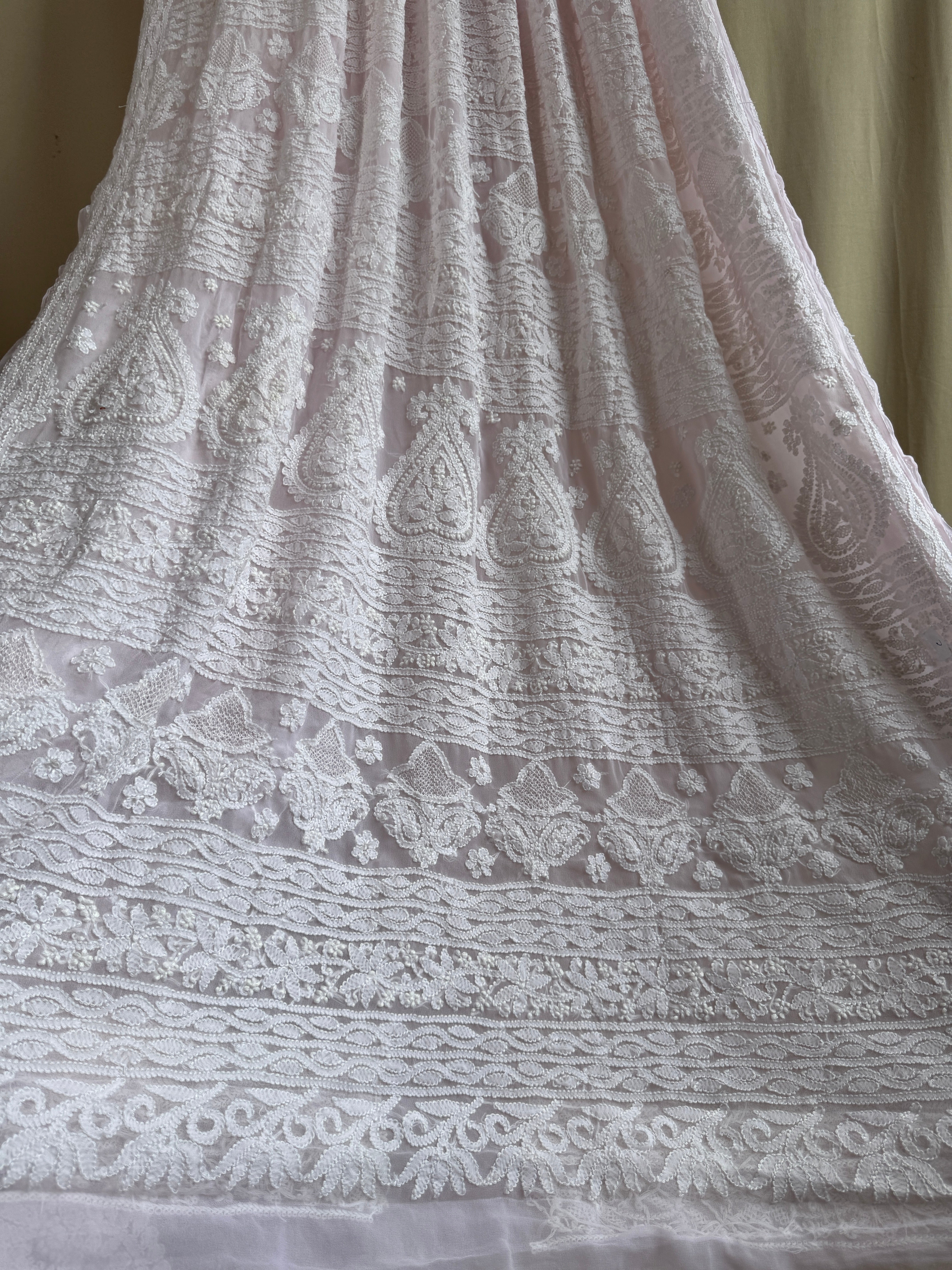 Georgette Chikankari saree in Pink ARIAA CHIKANKARI 