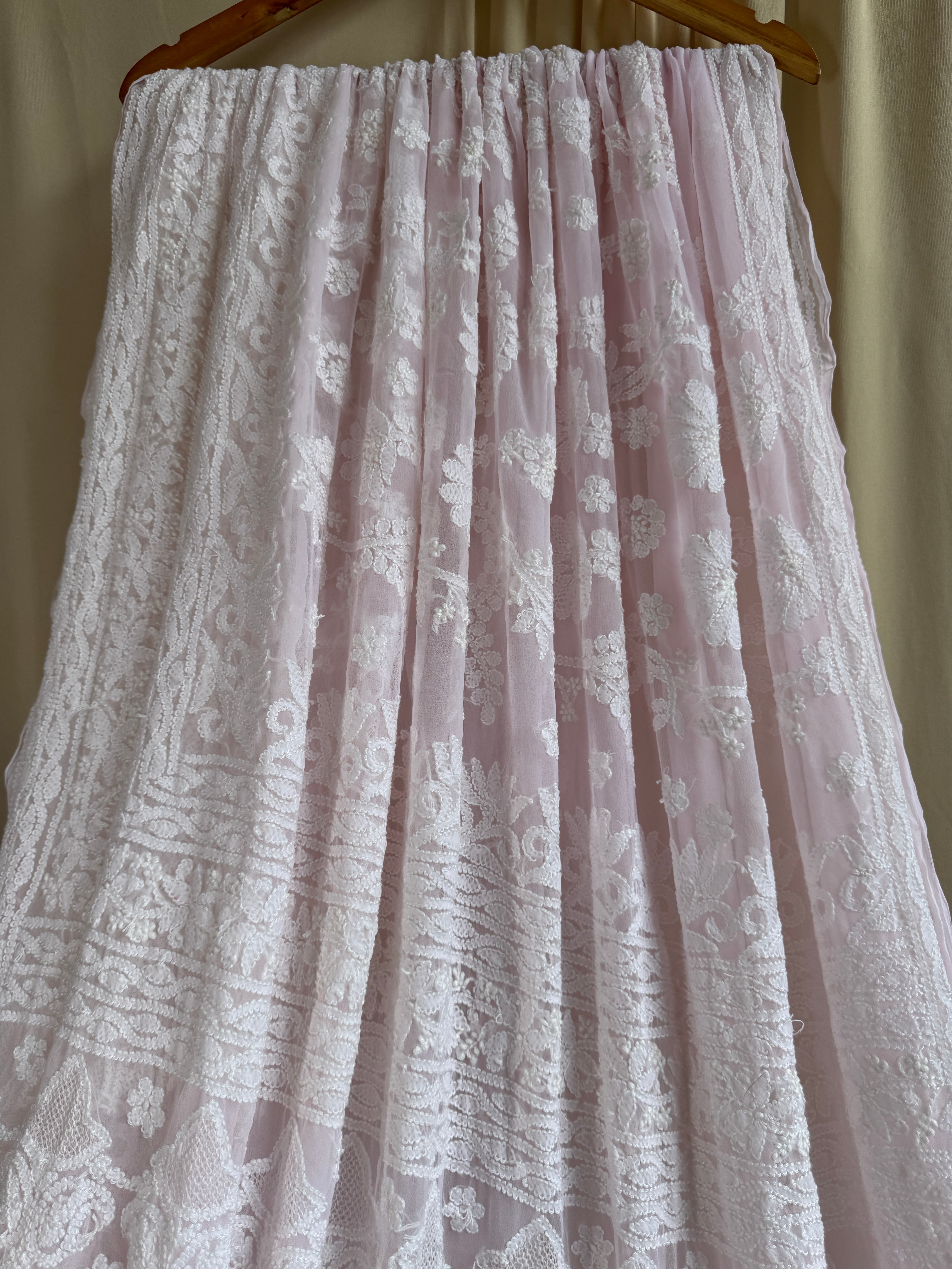 Georgette Chikankari saree in Pink ARIAA CHIKANKARI 