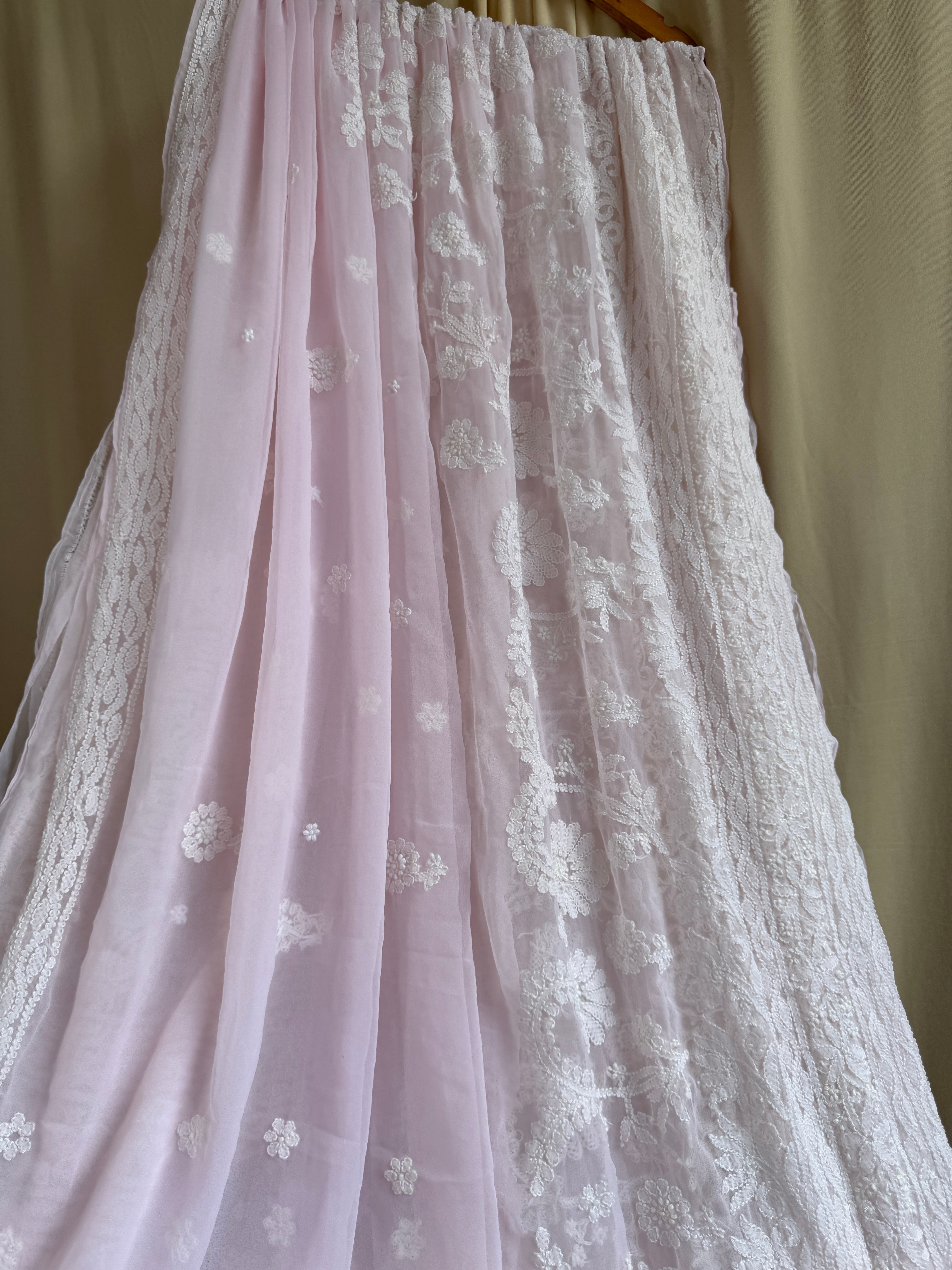 Georgette Chikankari saree in Pink ARIAA CHIKANKARI 