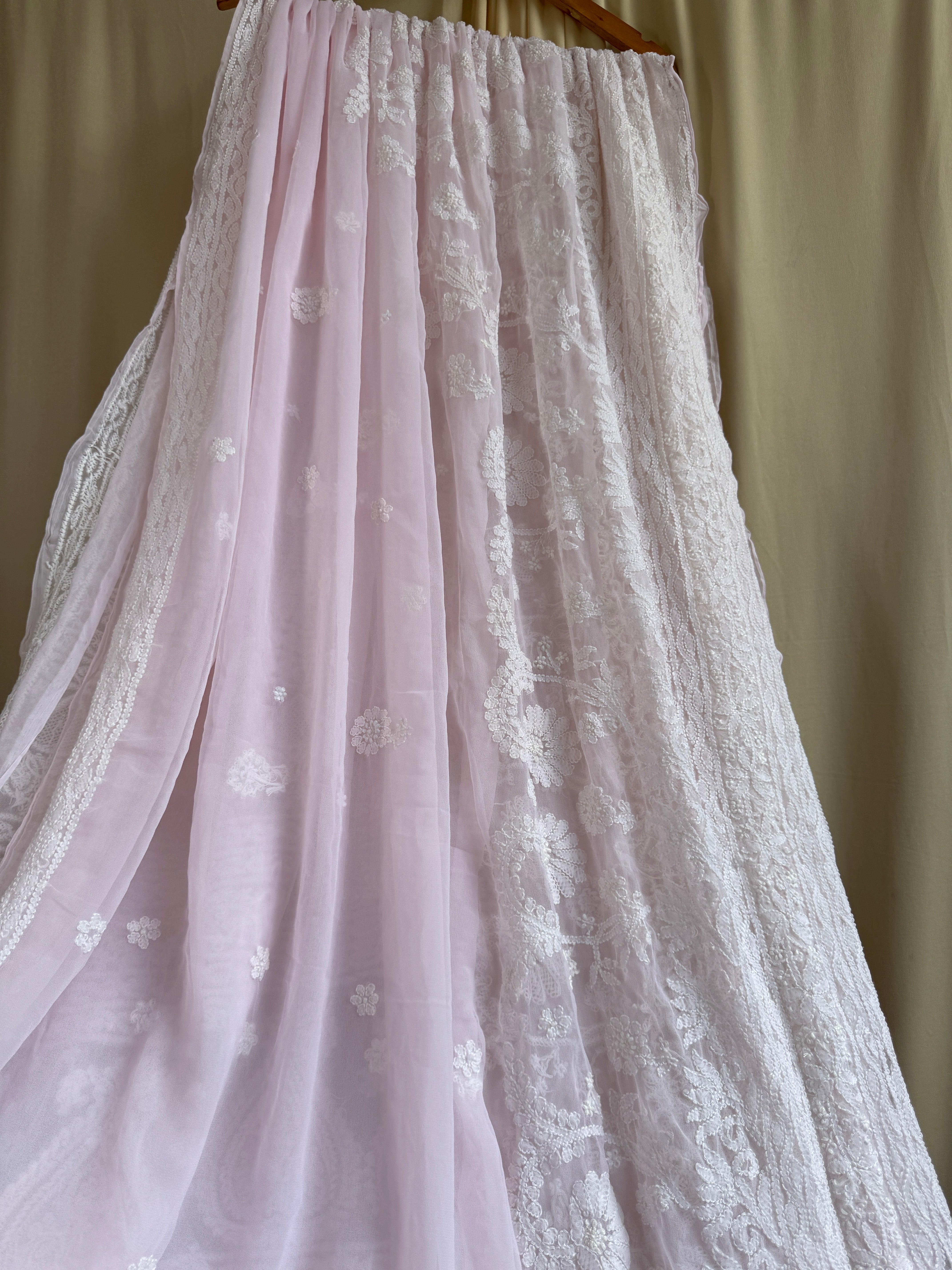 Georgette Chikankari saree in Pink ARIAA CHIKANKARI 