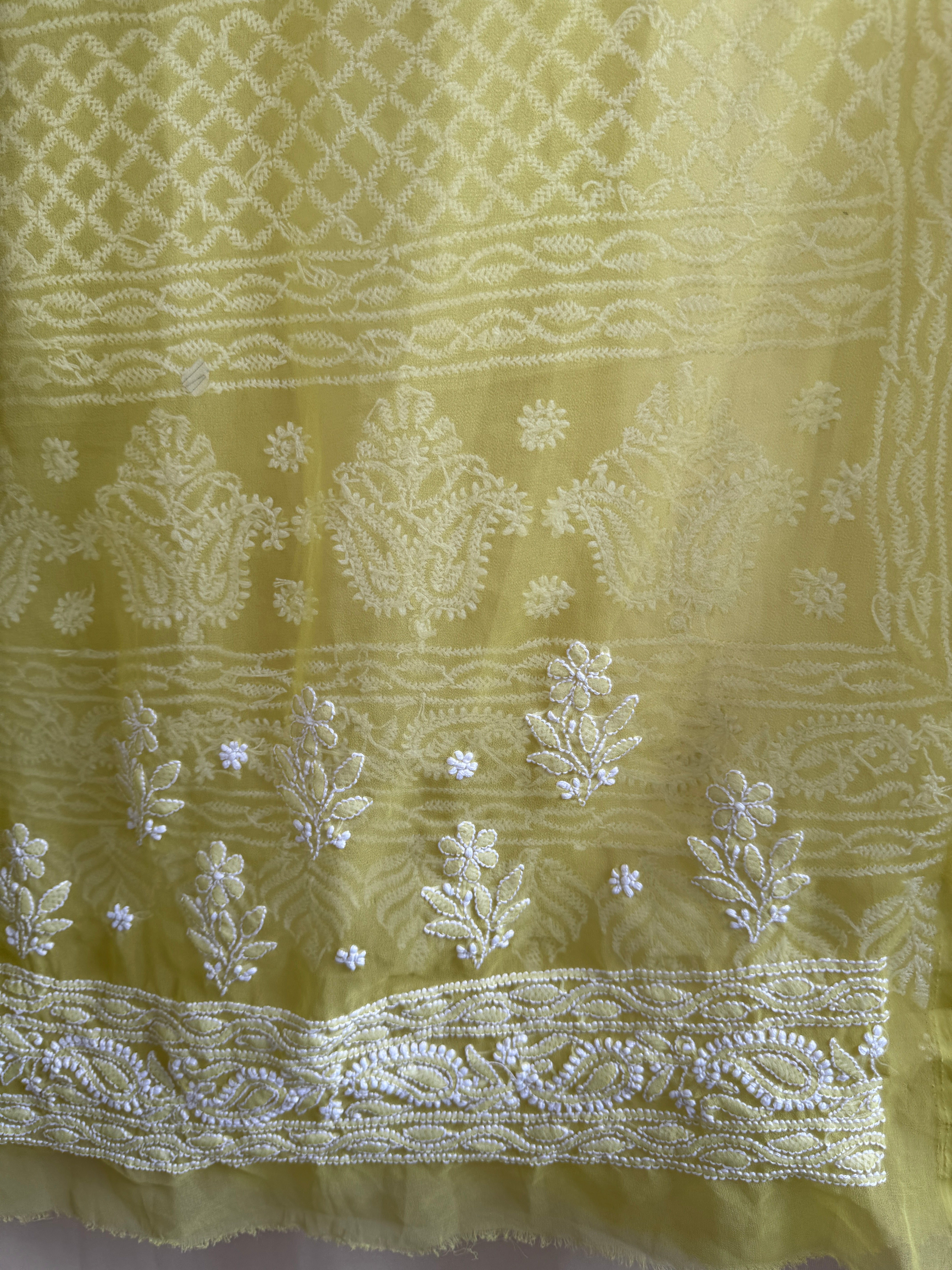 Georgette Chikankari saree in Green ARIAA CHIKANKARI 