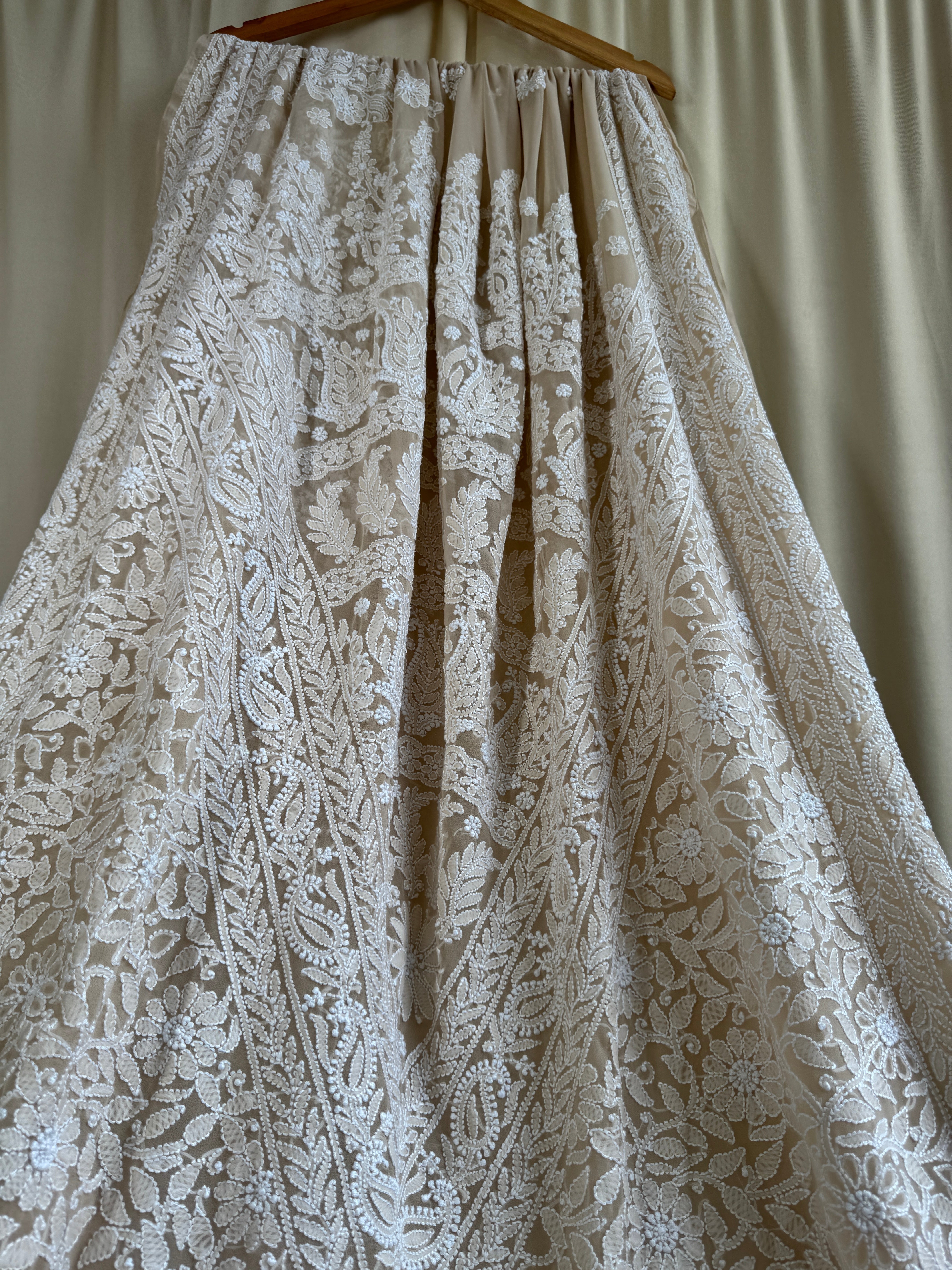 Georgette Chikankari saree in Fawn ARIAA CHIKANKARI 