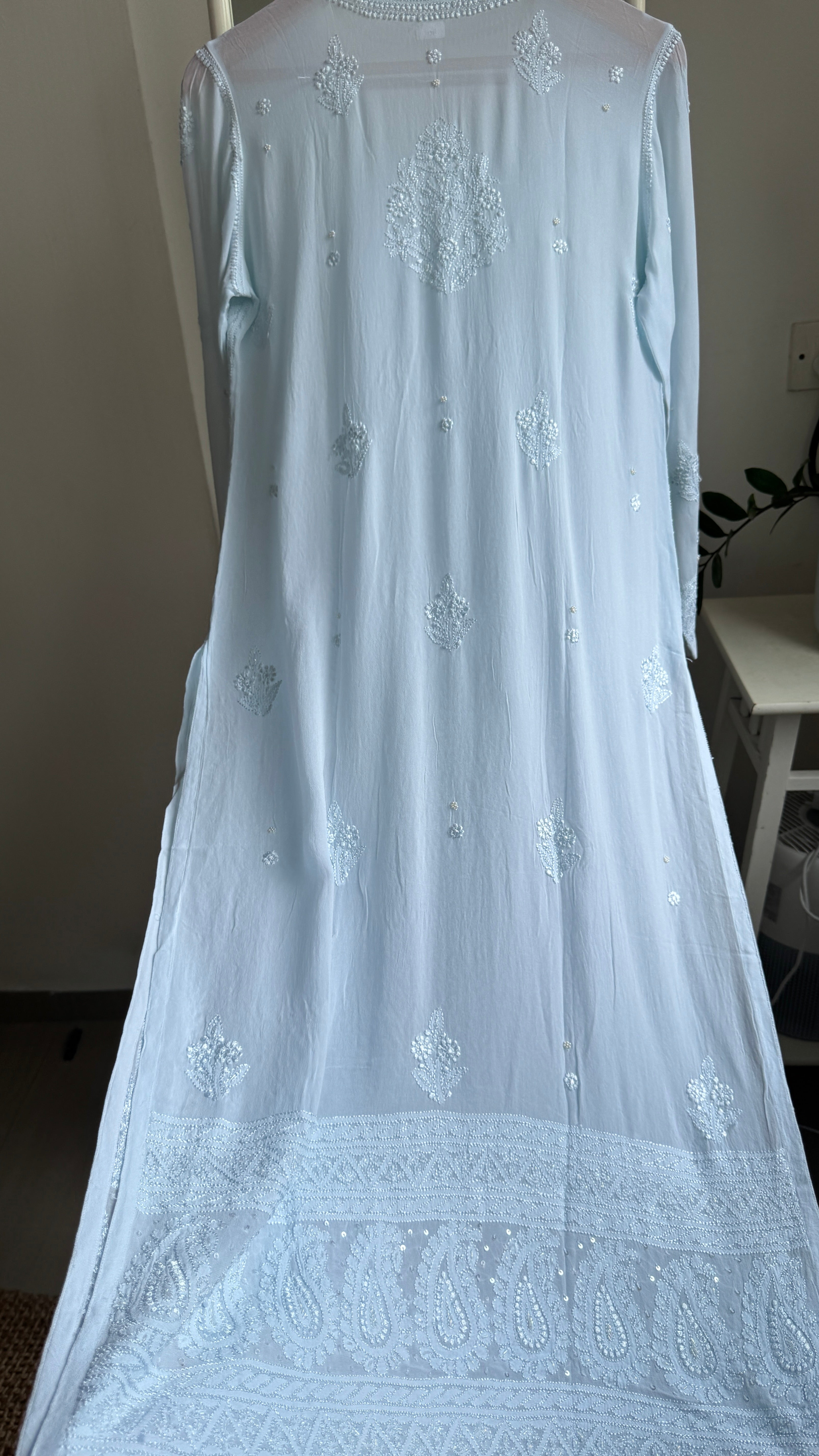 Viscose Kurti with Pearl  Work - Blue
