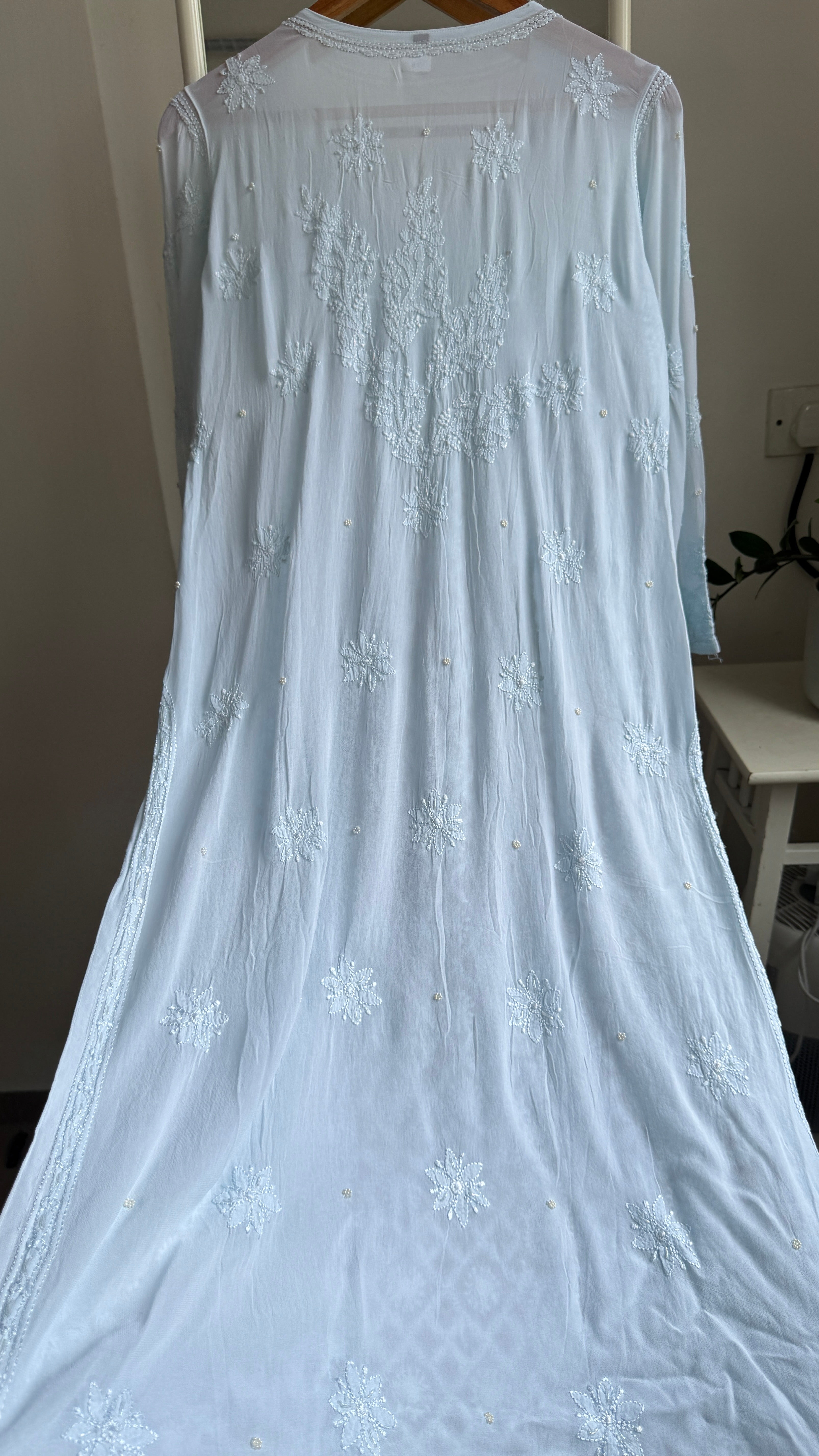 Viscose Kurti with Pearl  Work - Blue