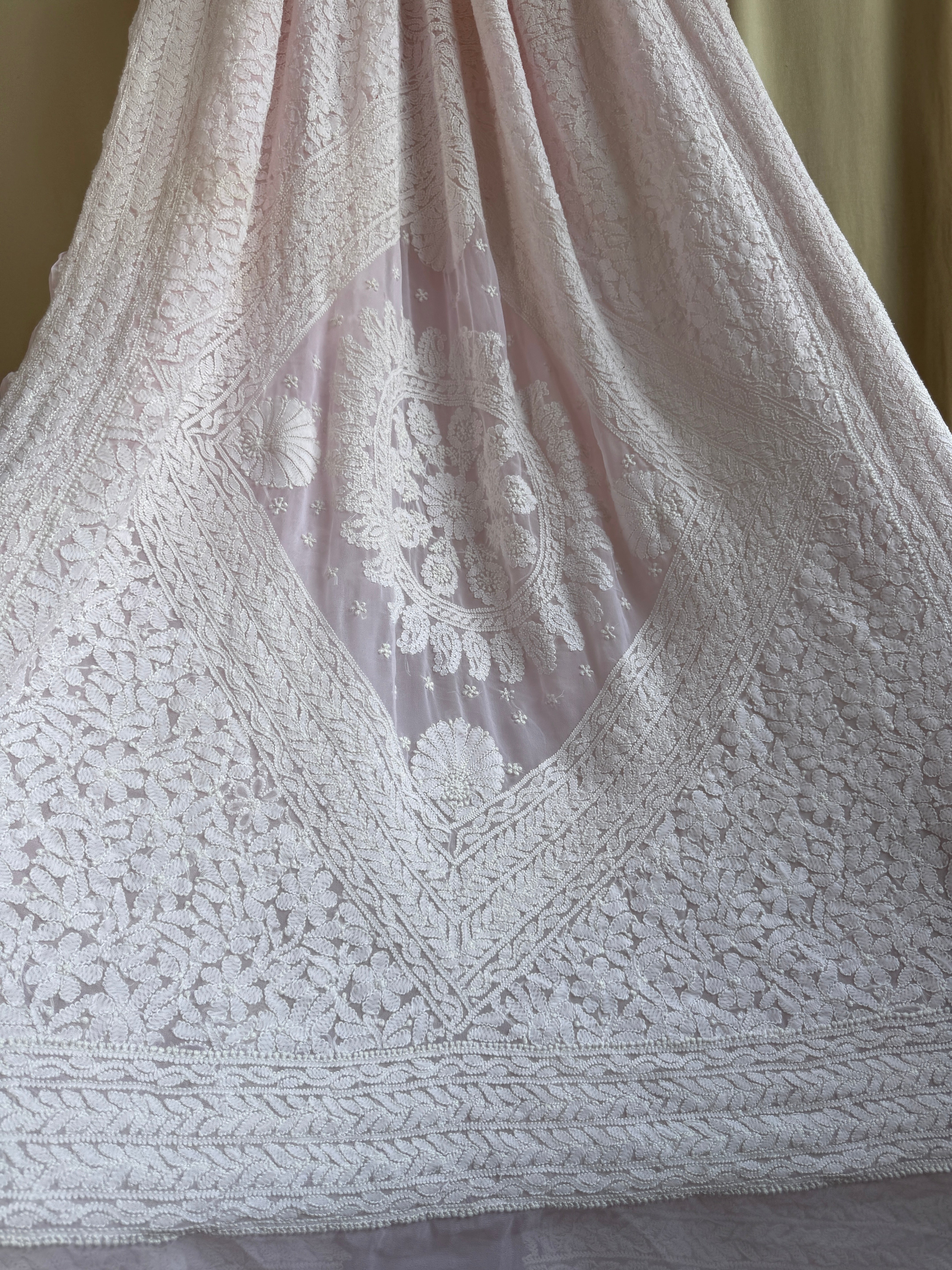 Georgette Chikankari saree in Pink ARIAA CHIKANKARI 