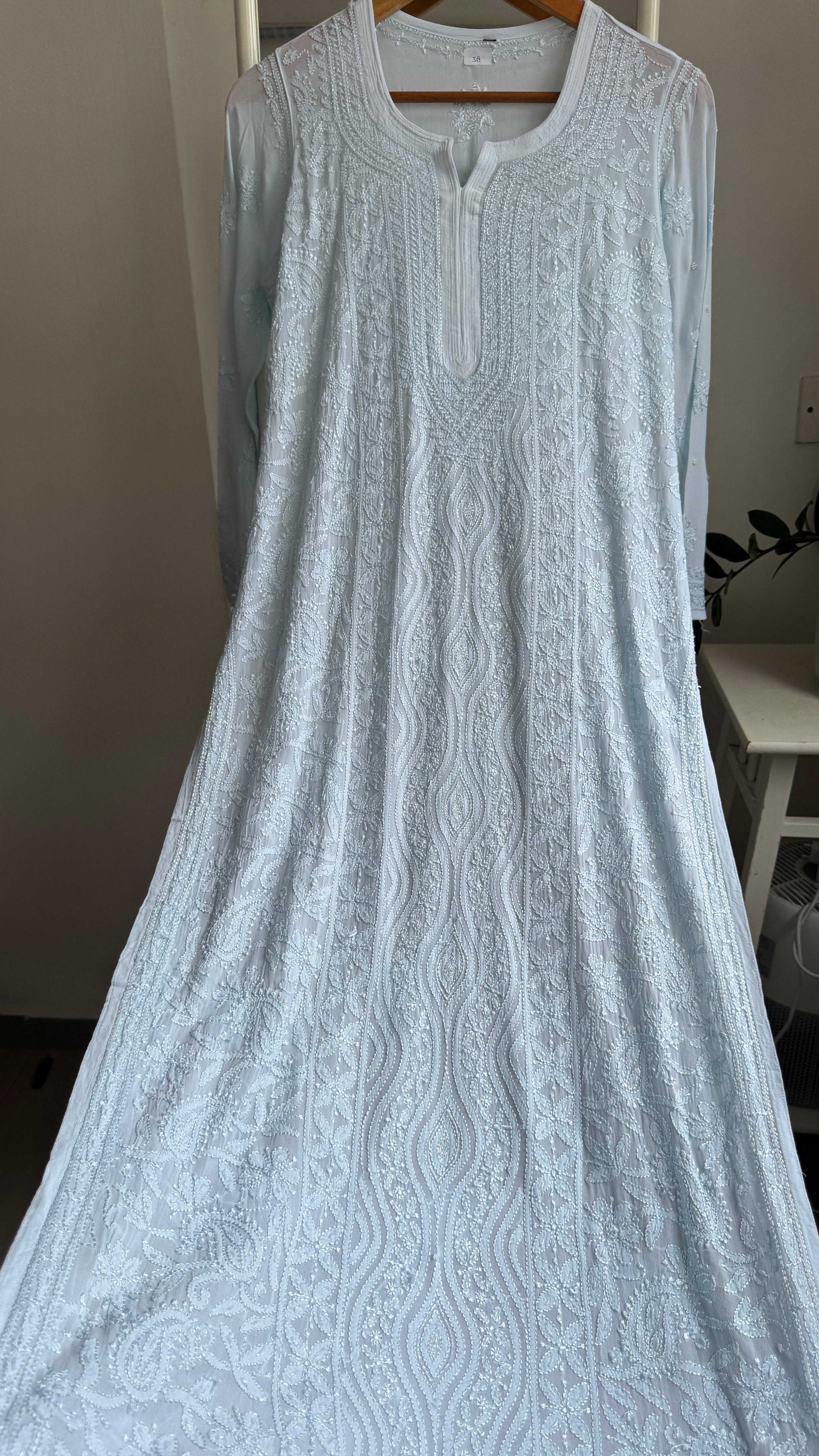 Viscose Kurti with Pearl  Work - Blue