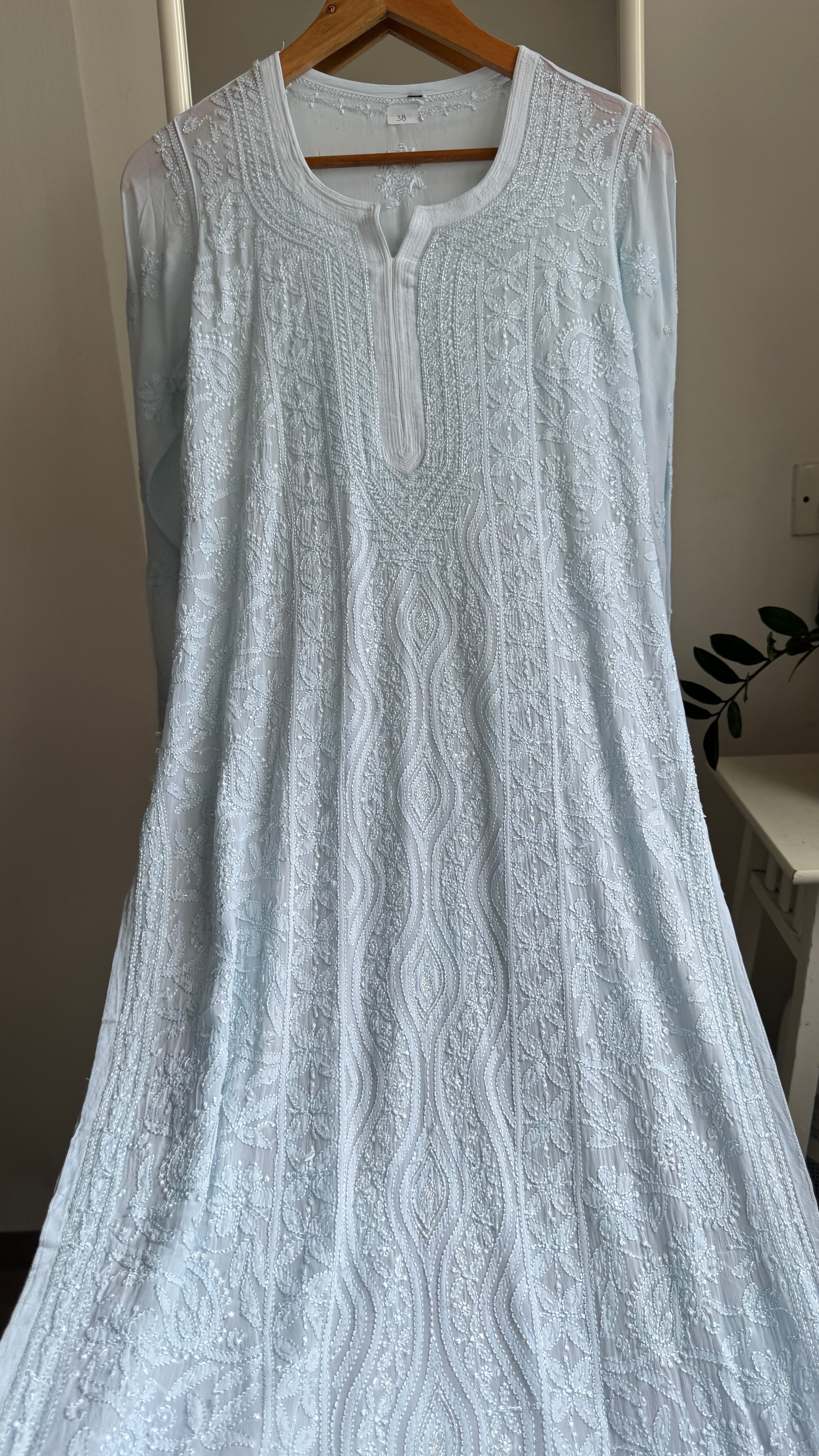 Viscose Kurti with Pearl  Work - Blue