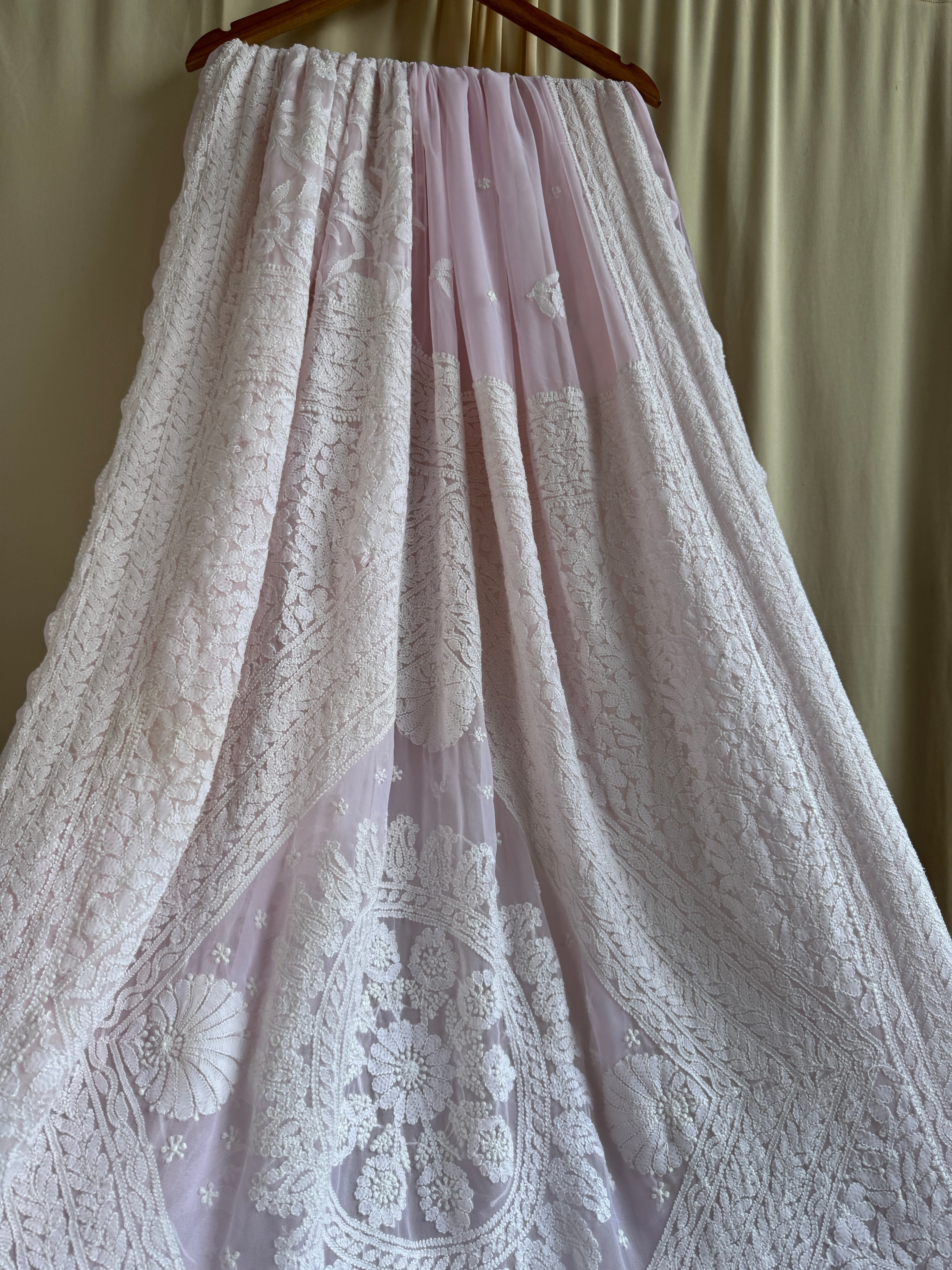 Georgette Chikankari saree in Pink ARIAA CHIKANKARI 