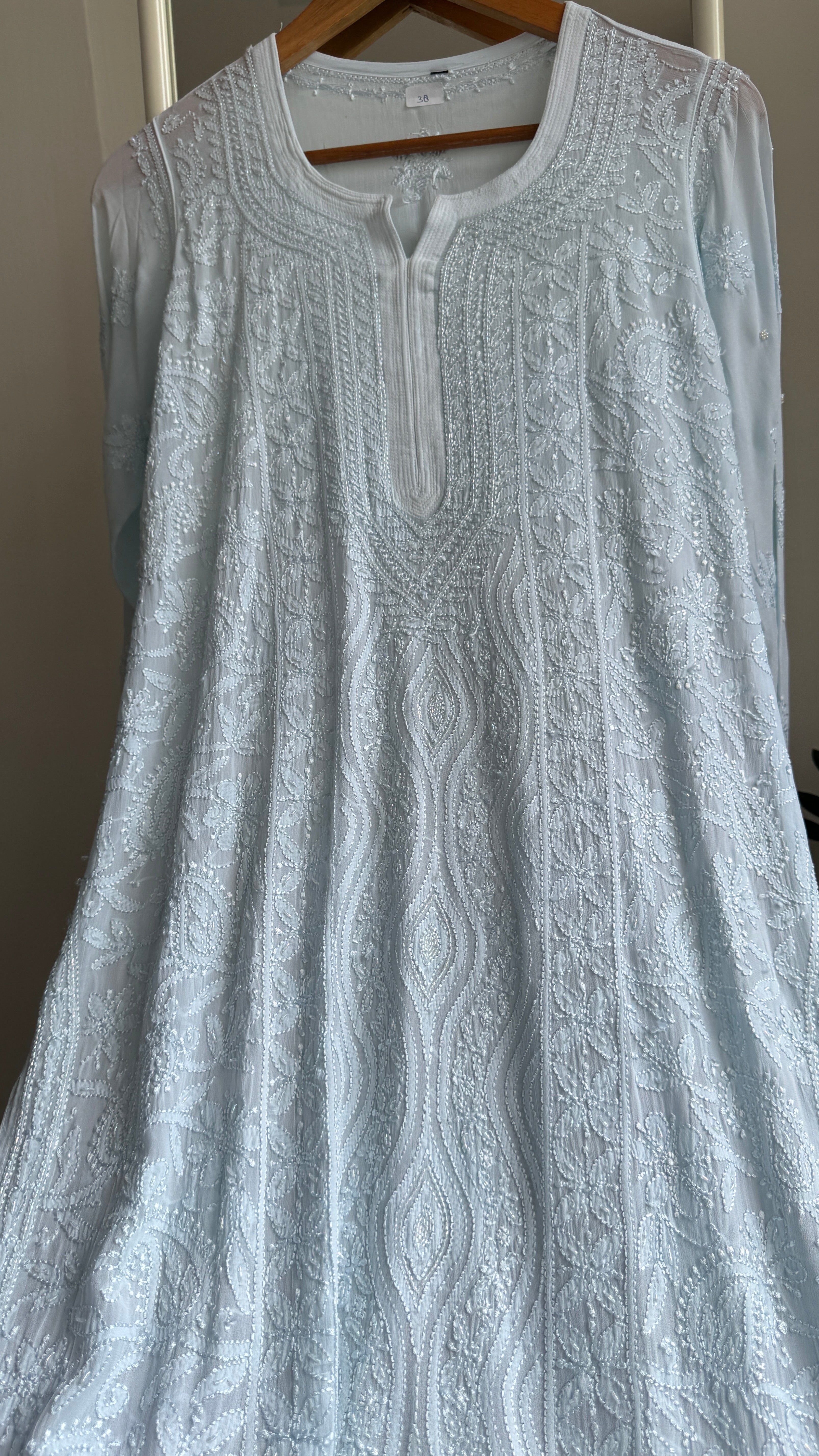 Viscose Kurti with Pearl  Work - Blue