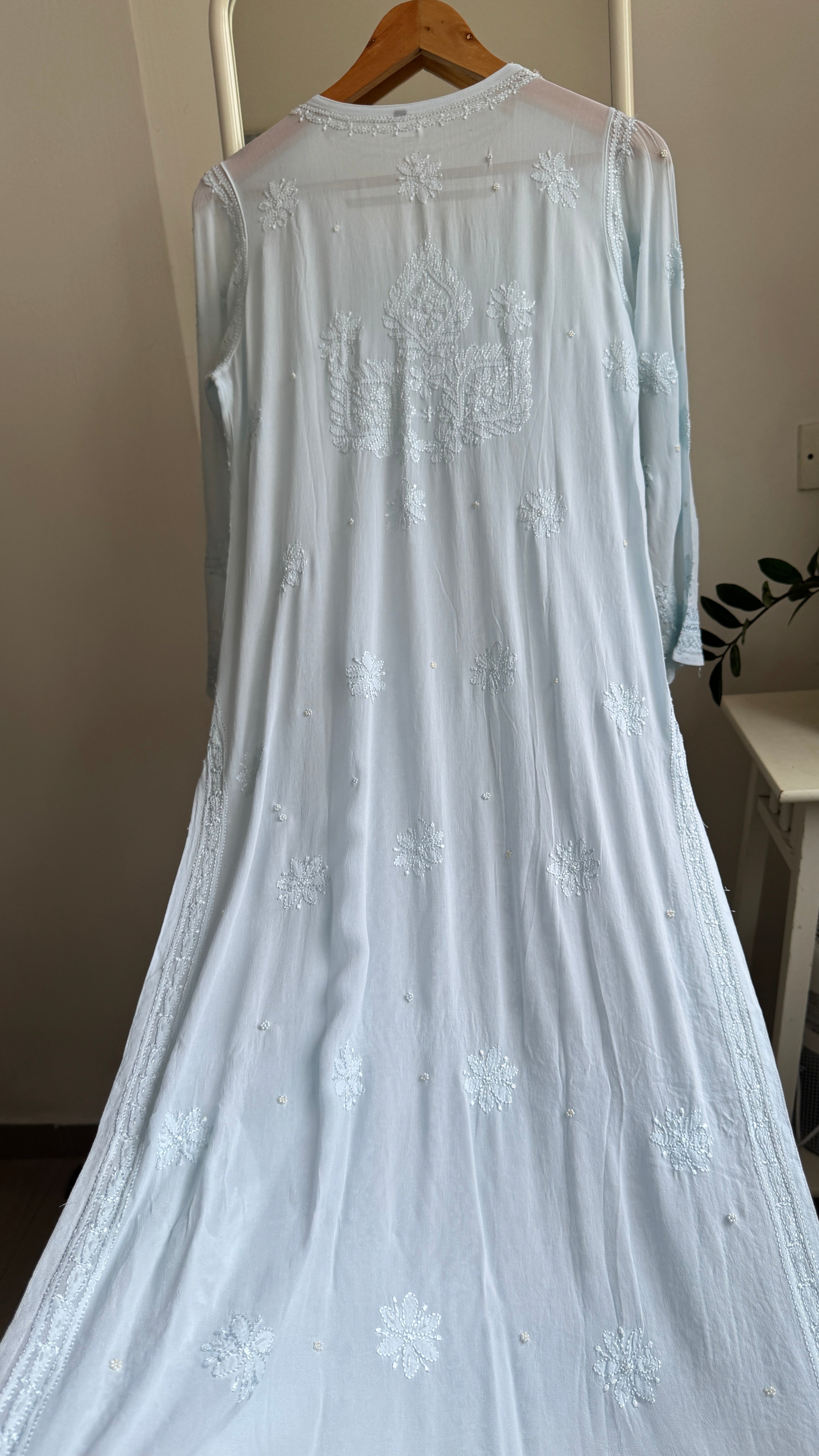 Viscose Kurti with Pearl  Work - Blue