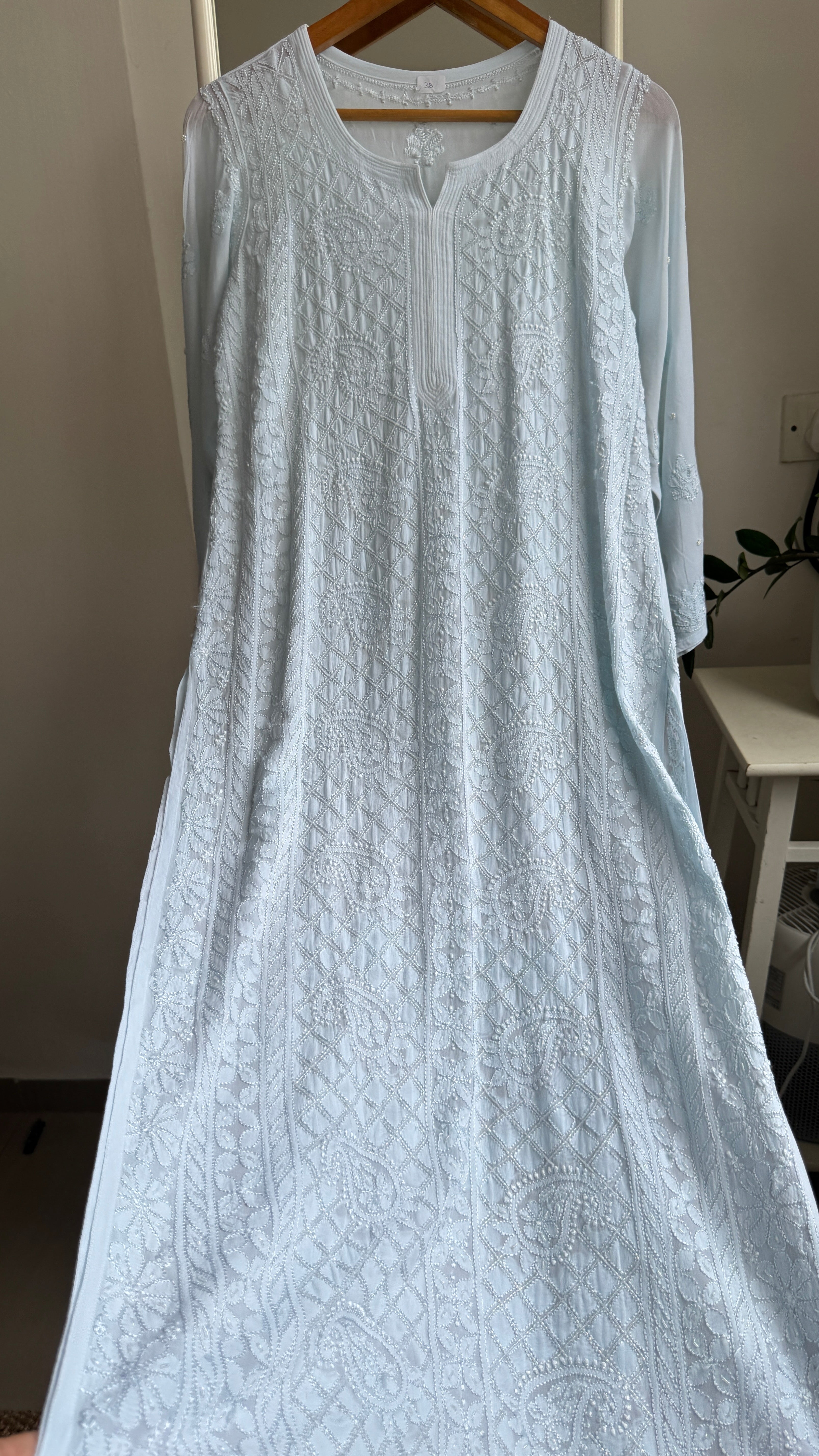 Viscose Kurti with Pearl  Work - Blue