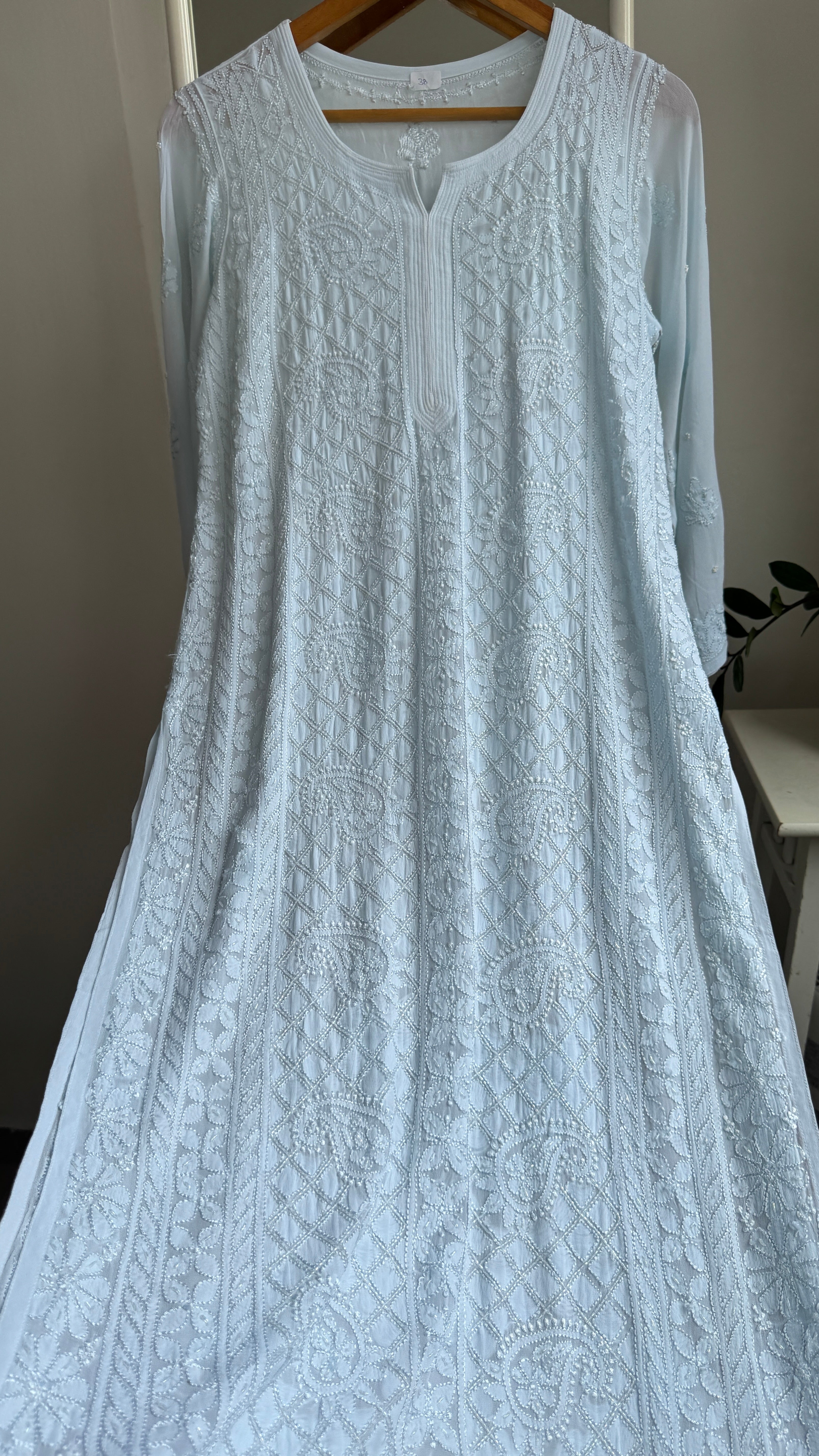 Viscose Kurti with Pearl  Work - Blue