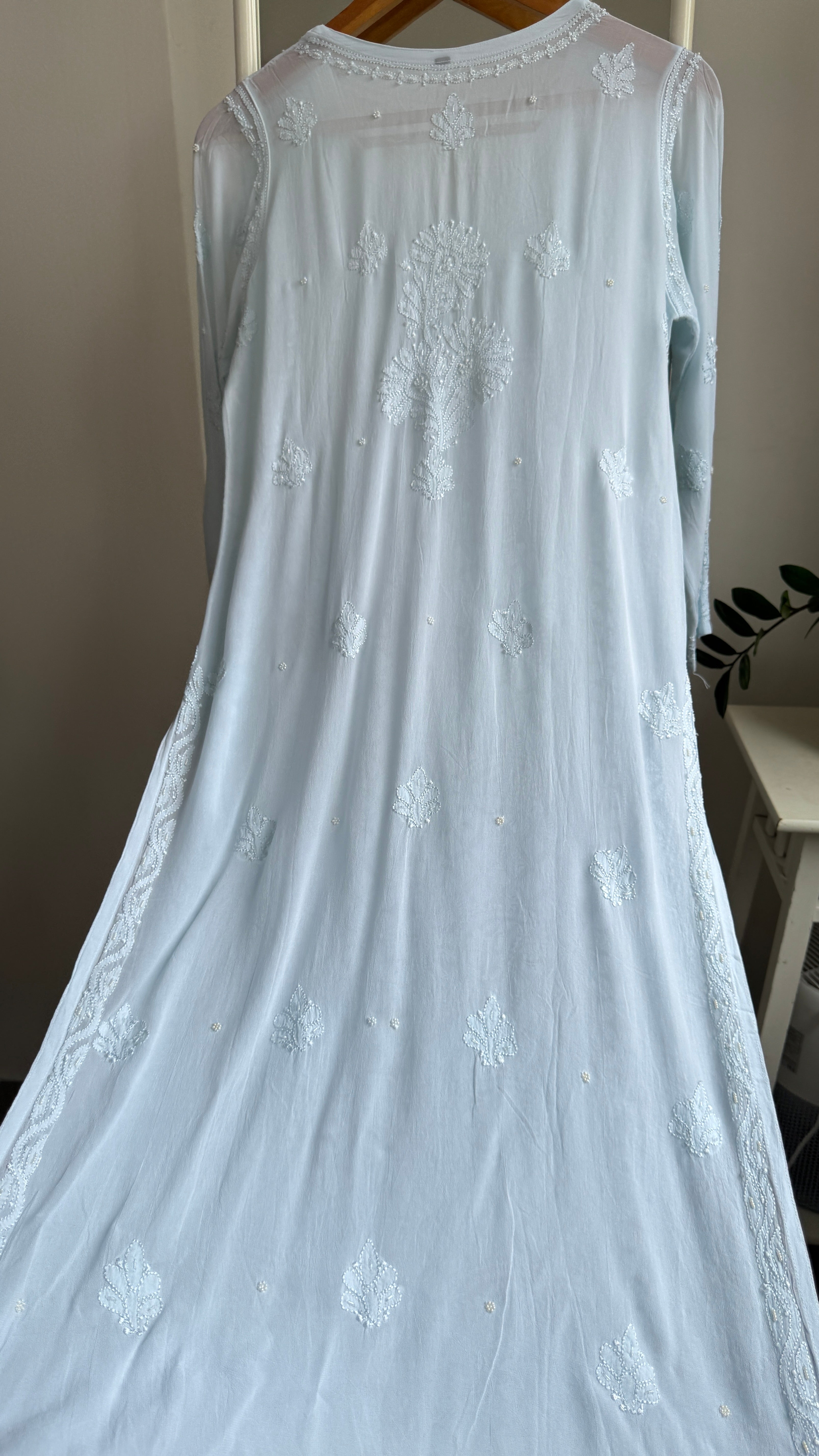 Viscose Kurti with Pearl  Work - Blue