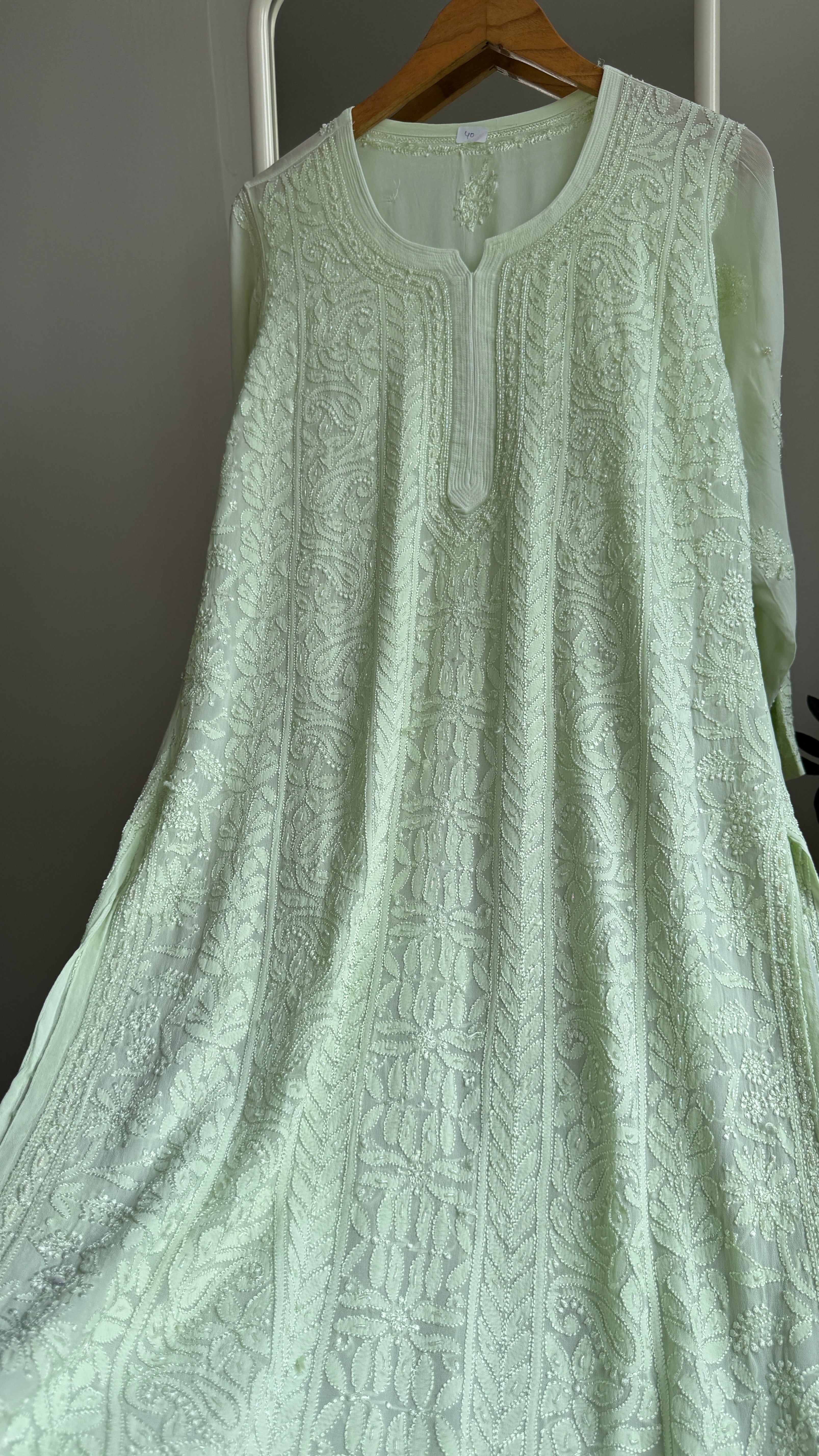 Viscose Kurti with Pearl  Work - Light Green