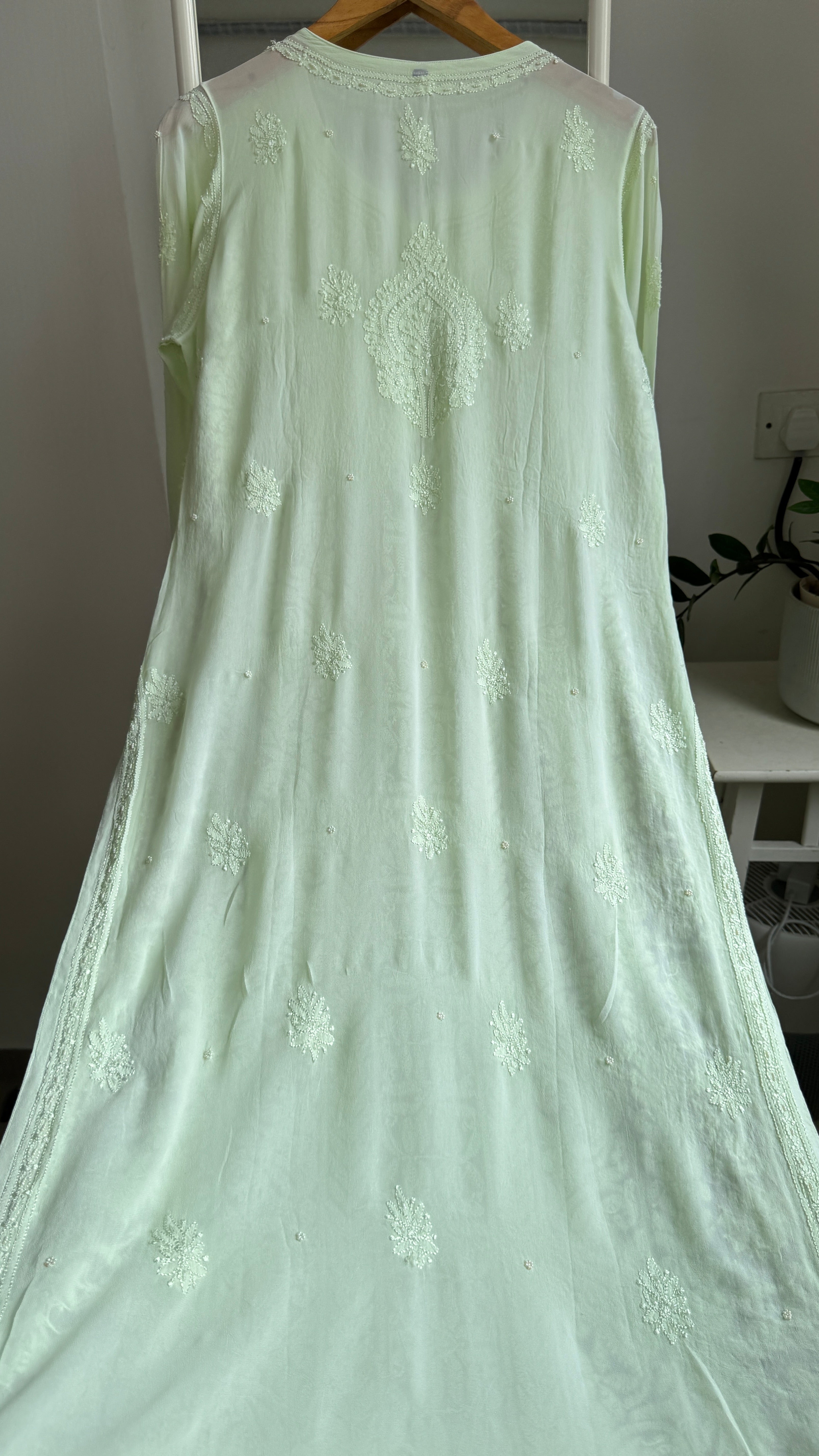 Viscose Kurti with Pearl  Work - Light Green