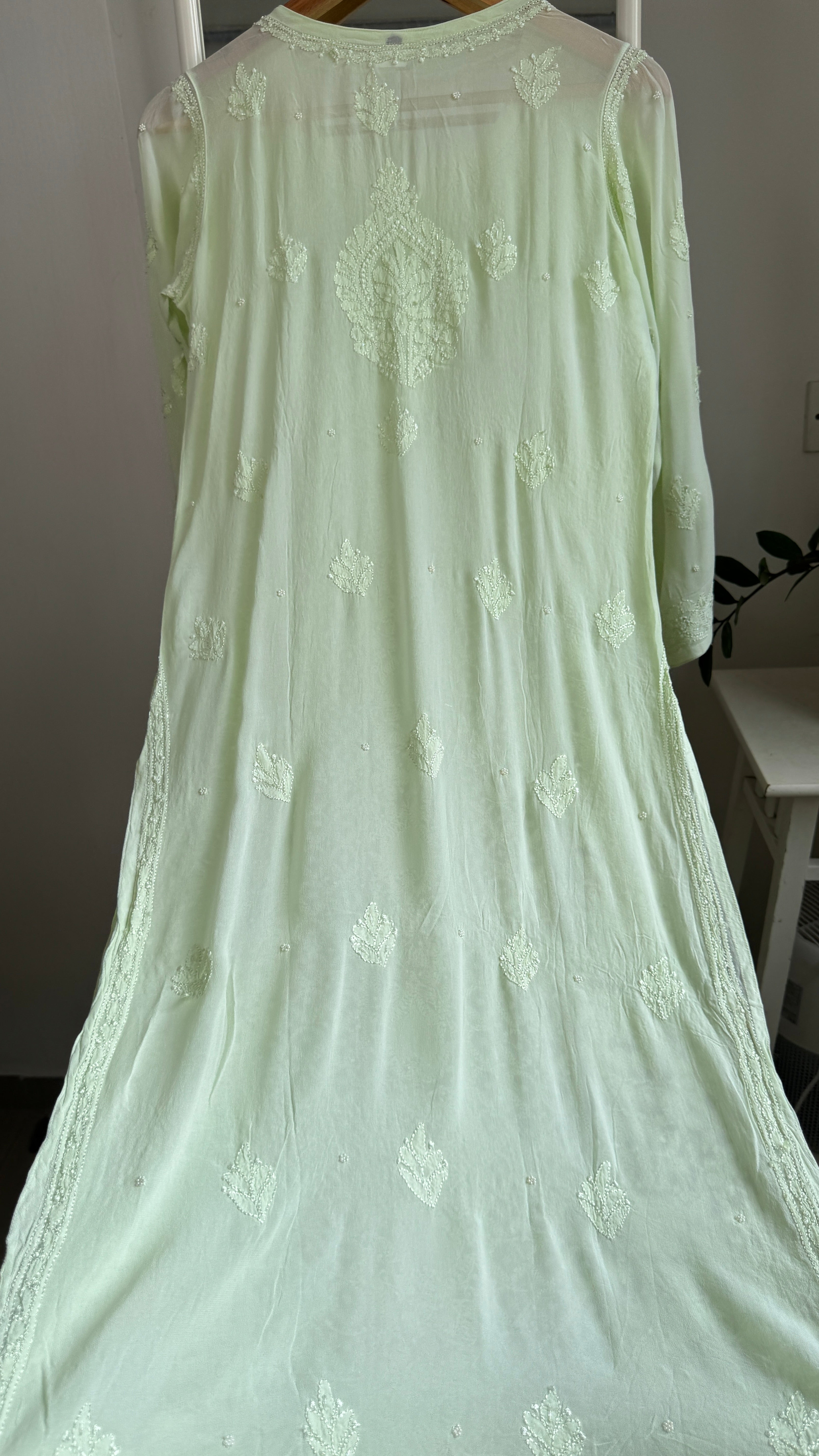 Viscose Kurti with Pearl  Work - Light Green