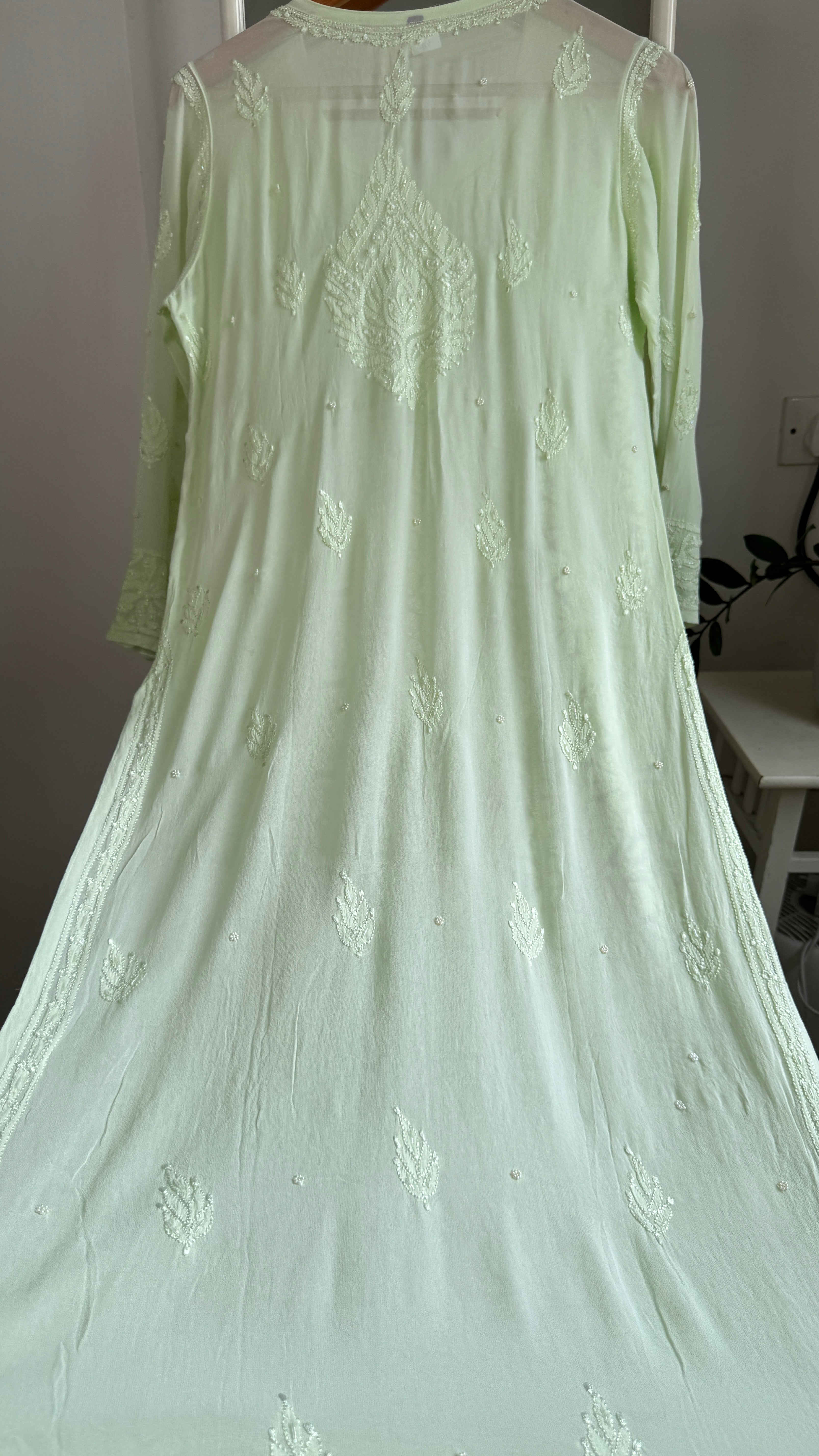 Viscose Kurti with Pearl  Work - Light Green