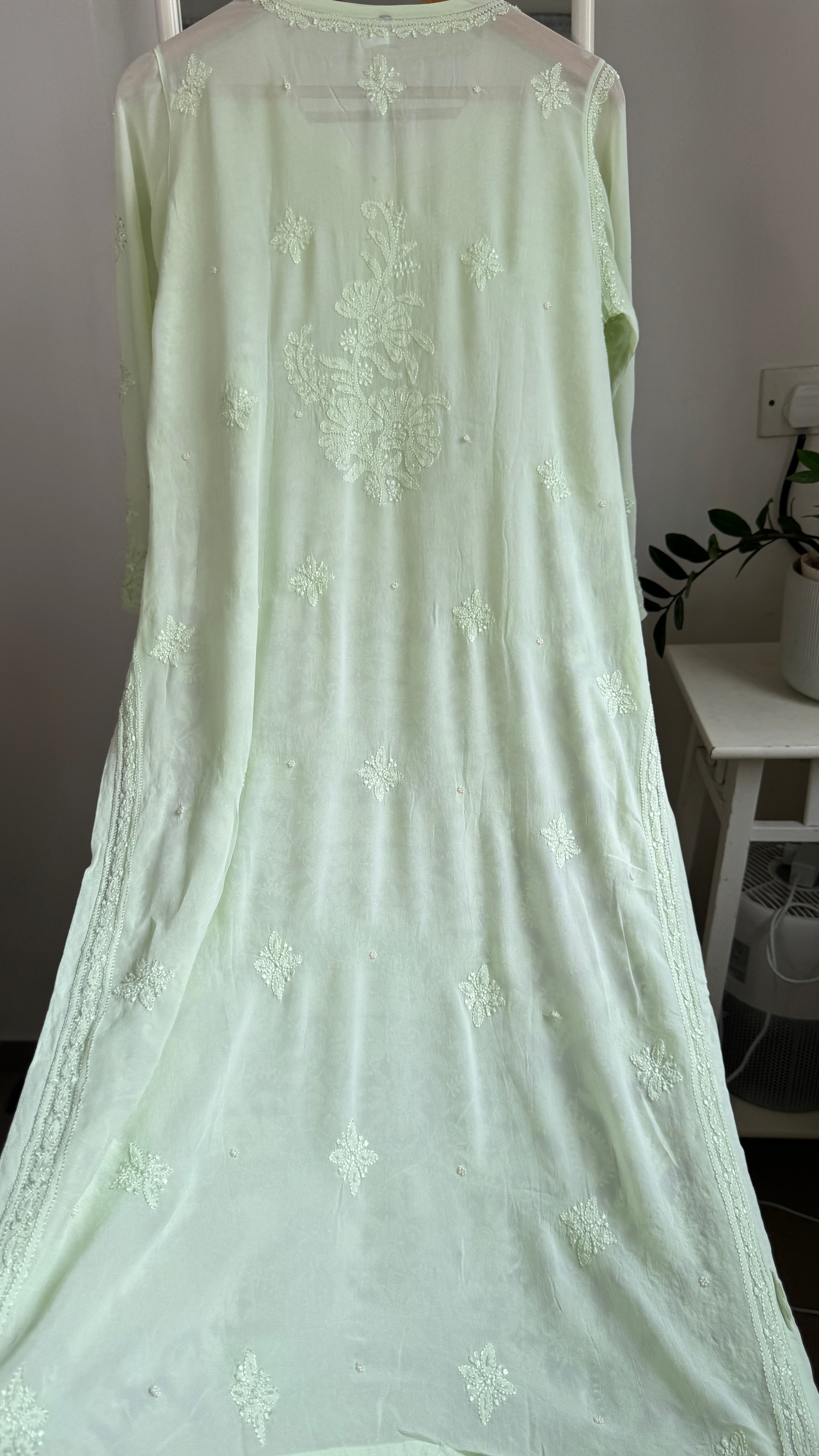 Viscose Kurti with Pearl  Work - Light Green