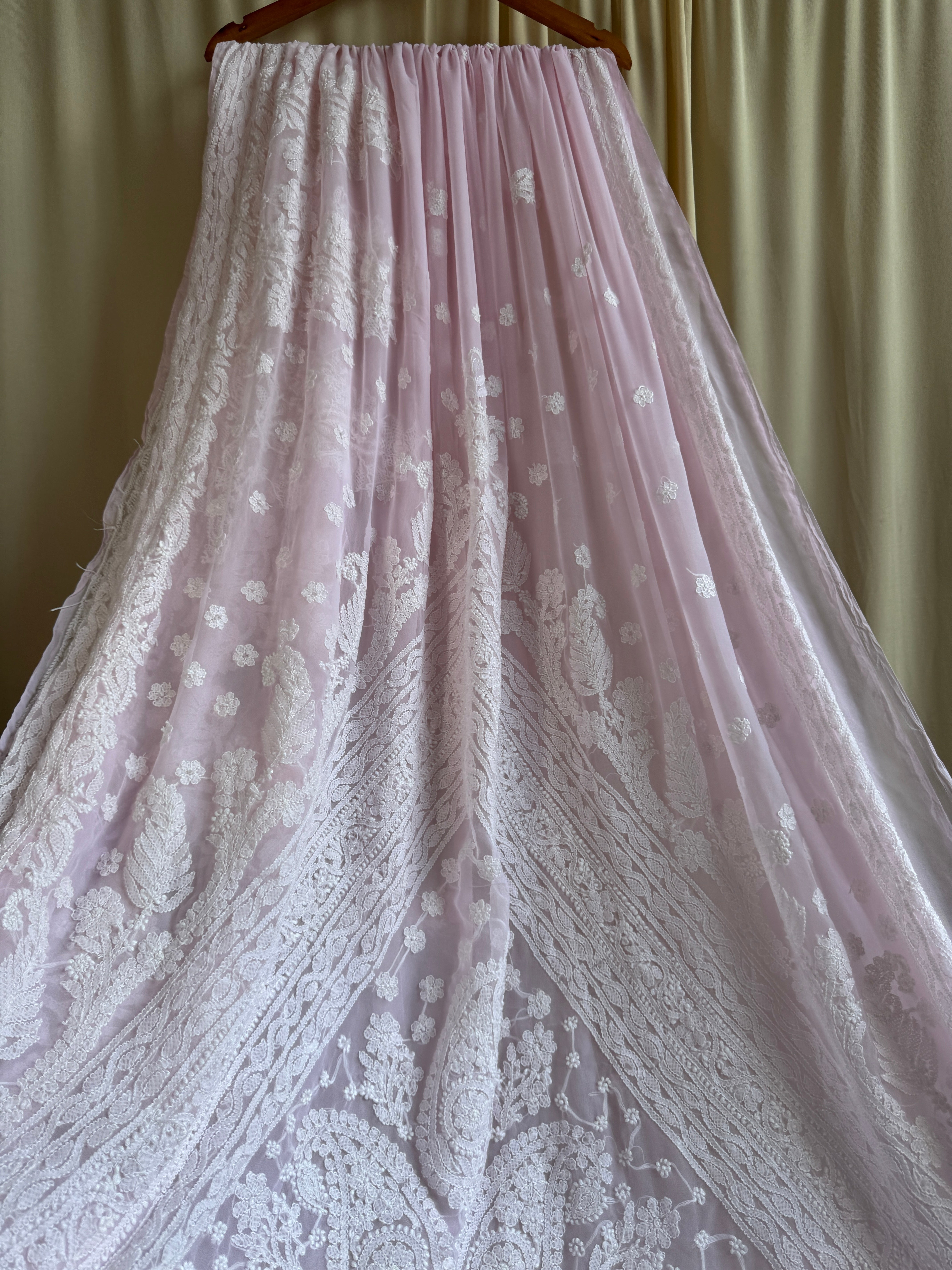 Georgette Chikankari saree in Pink ARIAA CHIKANKARI 