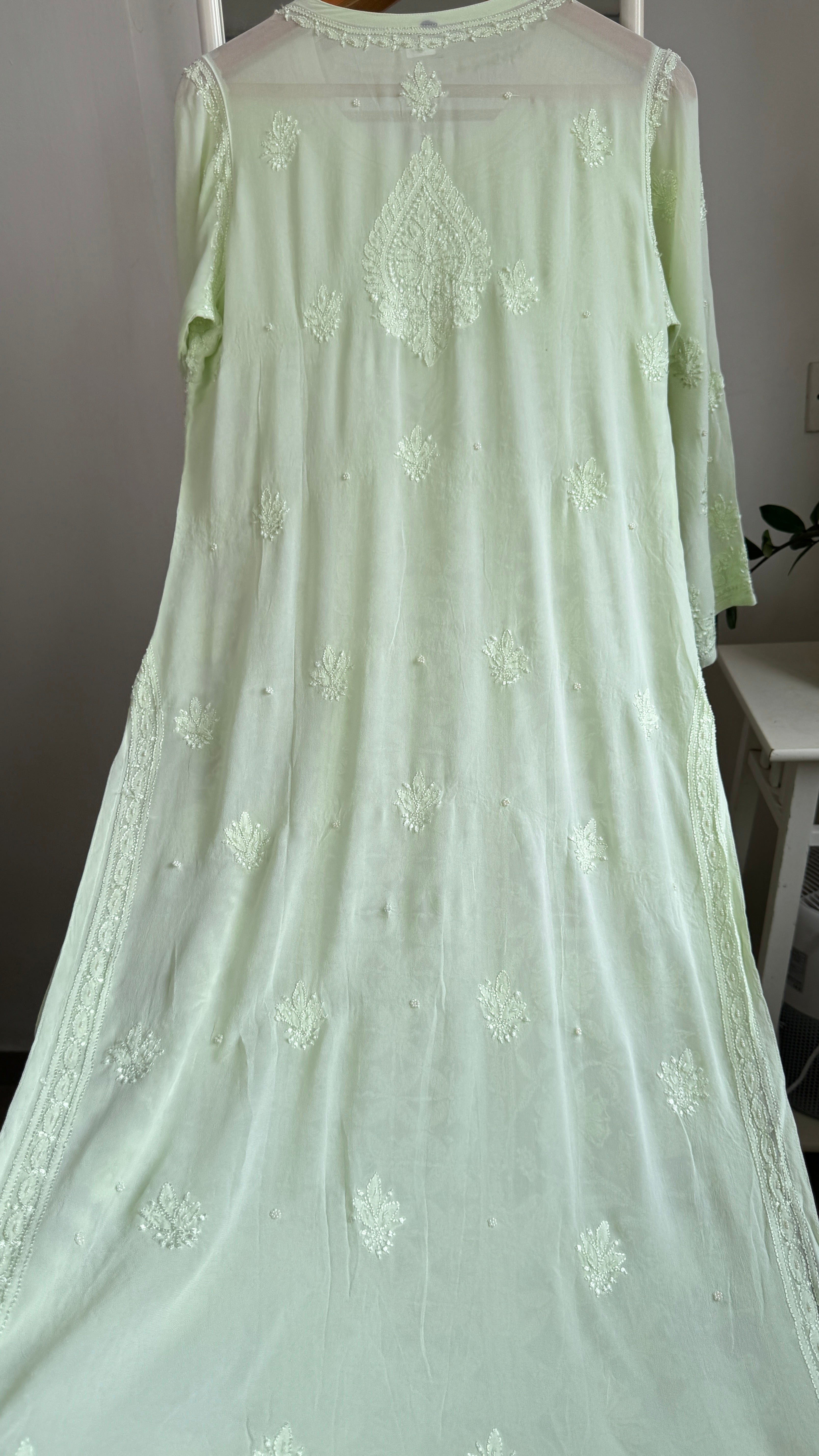 Viscose Kurti with Pearl  Work - Light Green