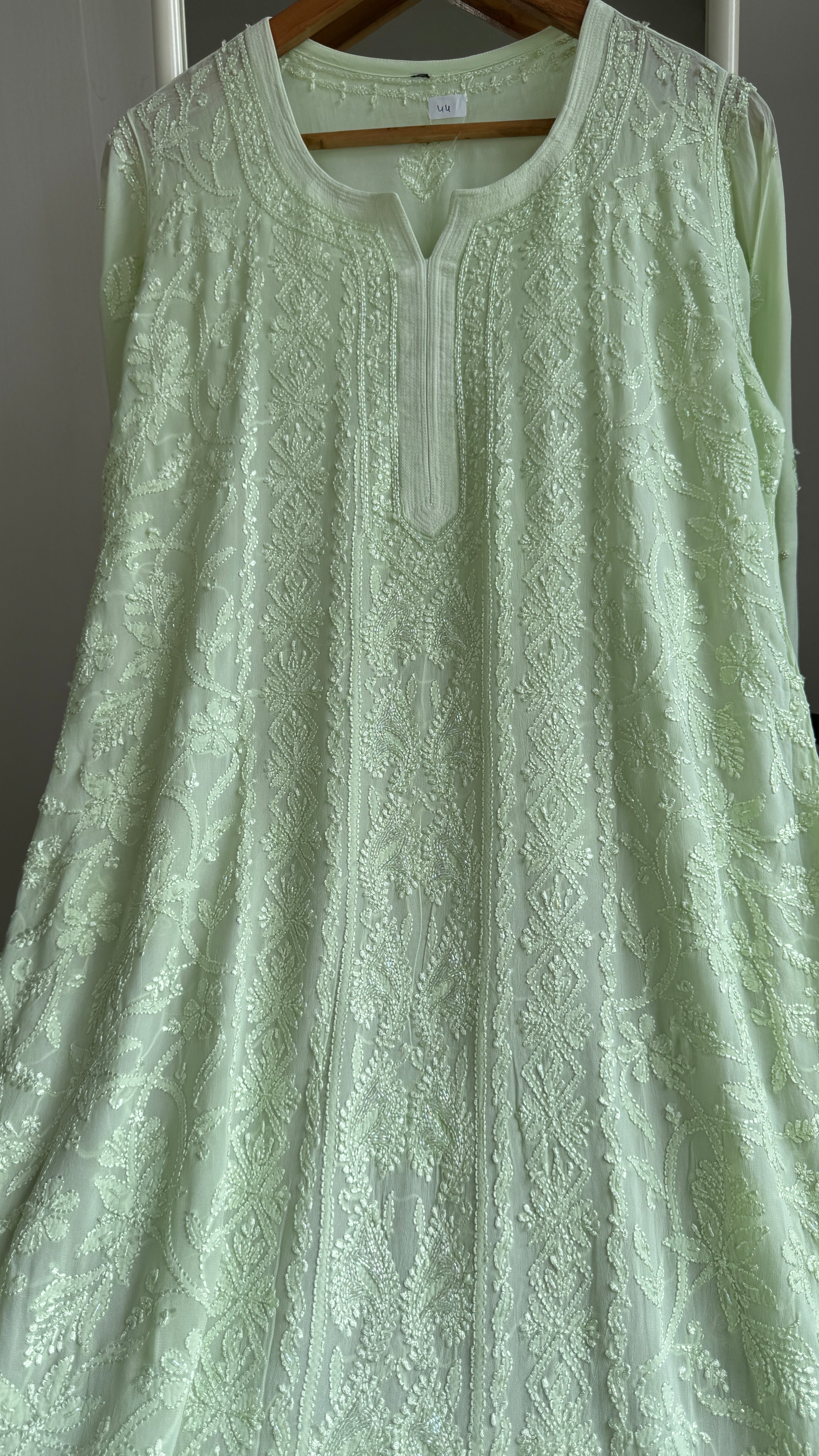 Viscose Kurti with Pearl  Work - Light Green
