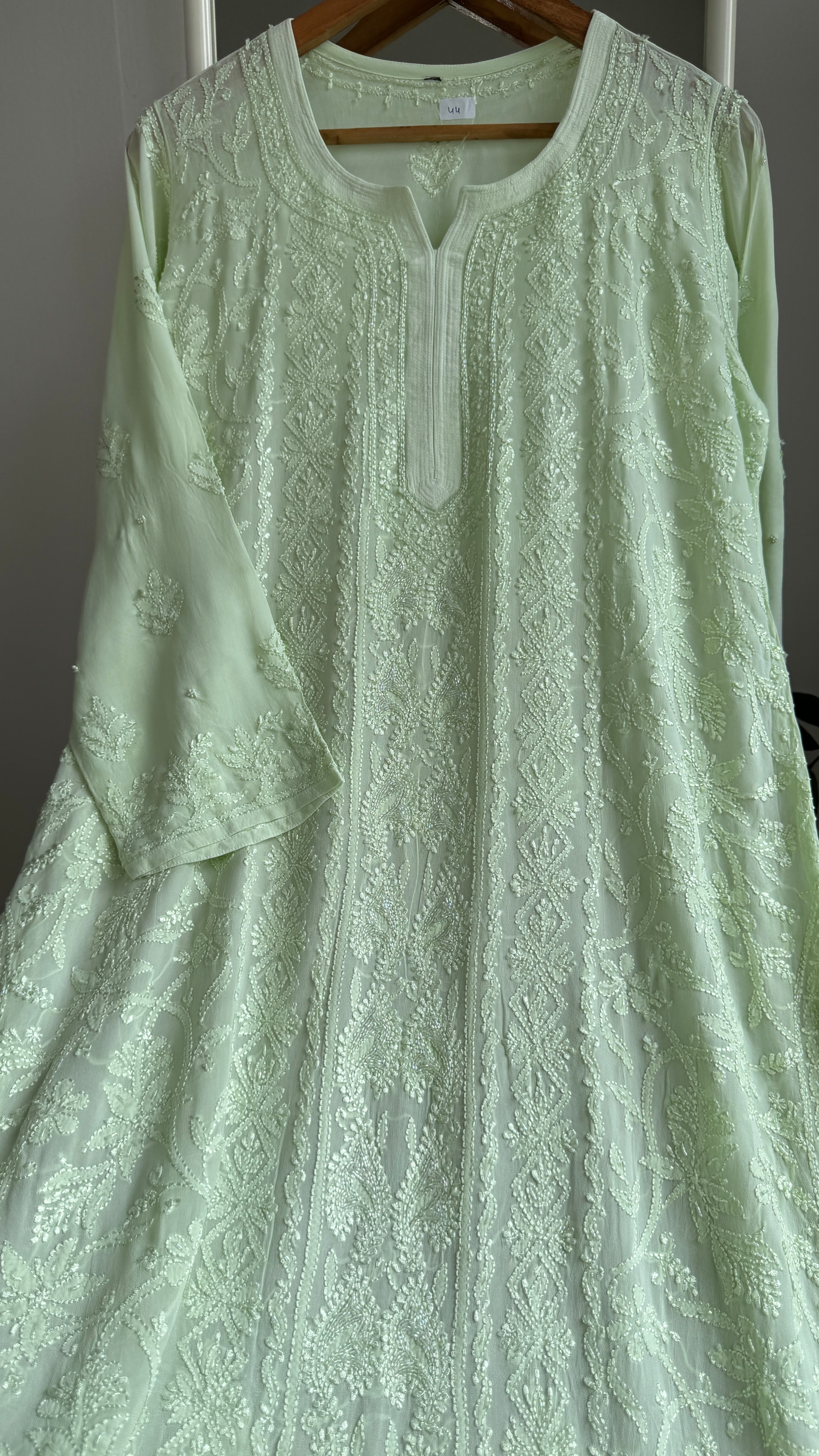 Viscose Kurti with Pearl  Work - Light Green