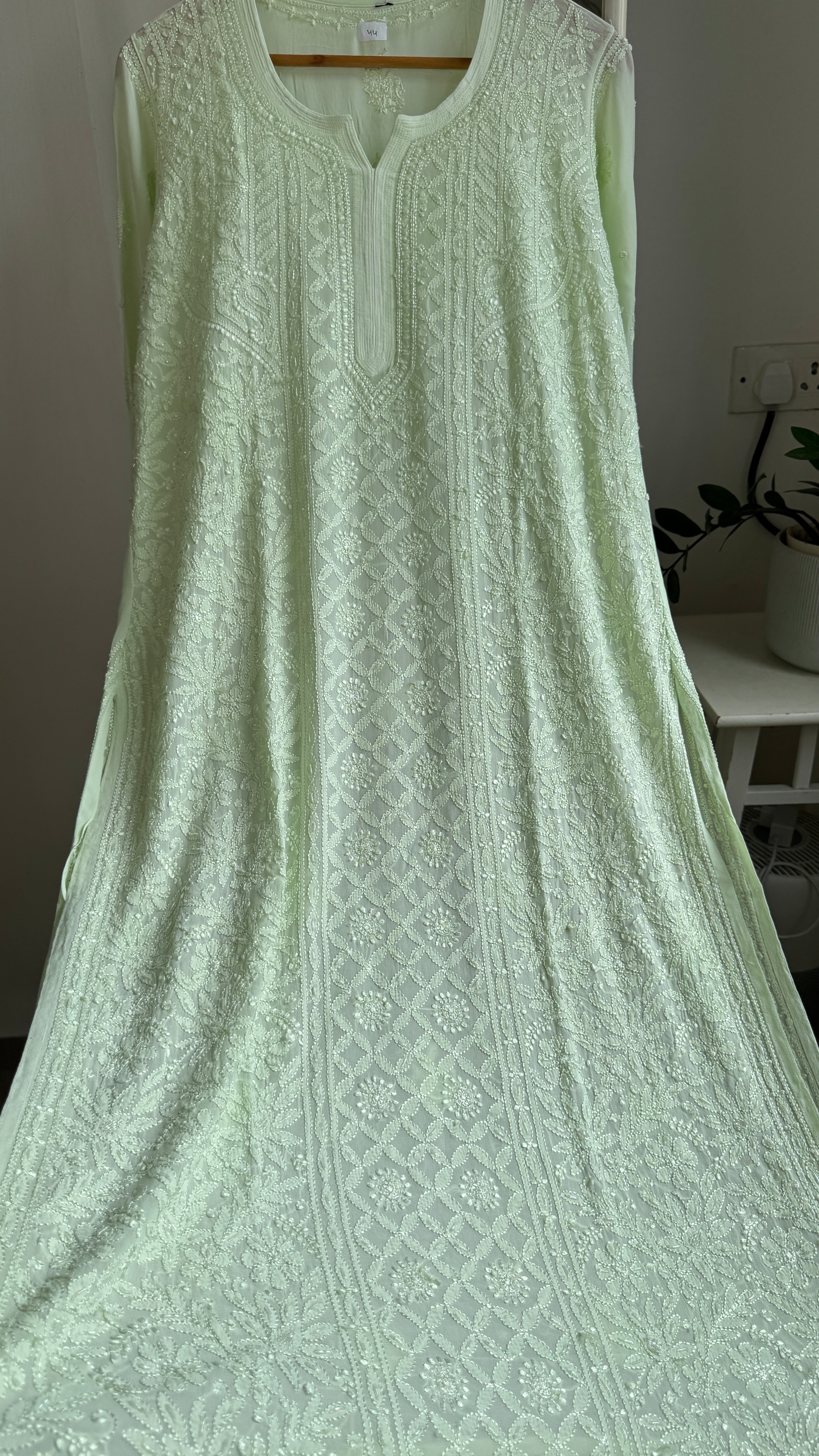 Viscose Kurti with Pearl  Work - Light Green