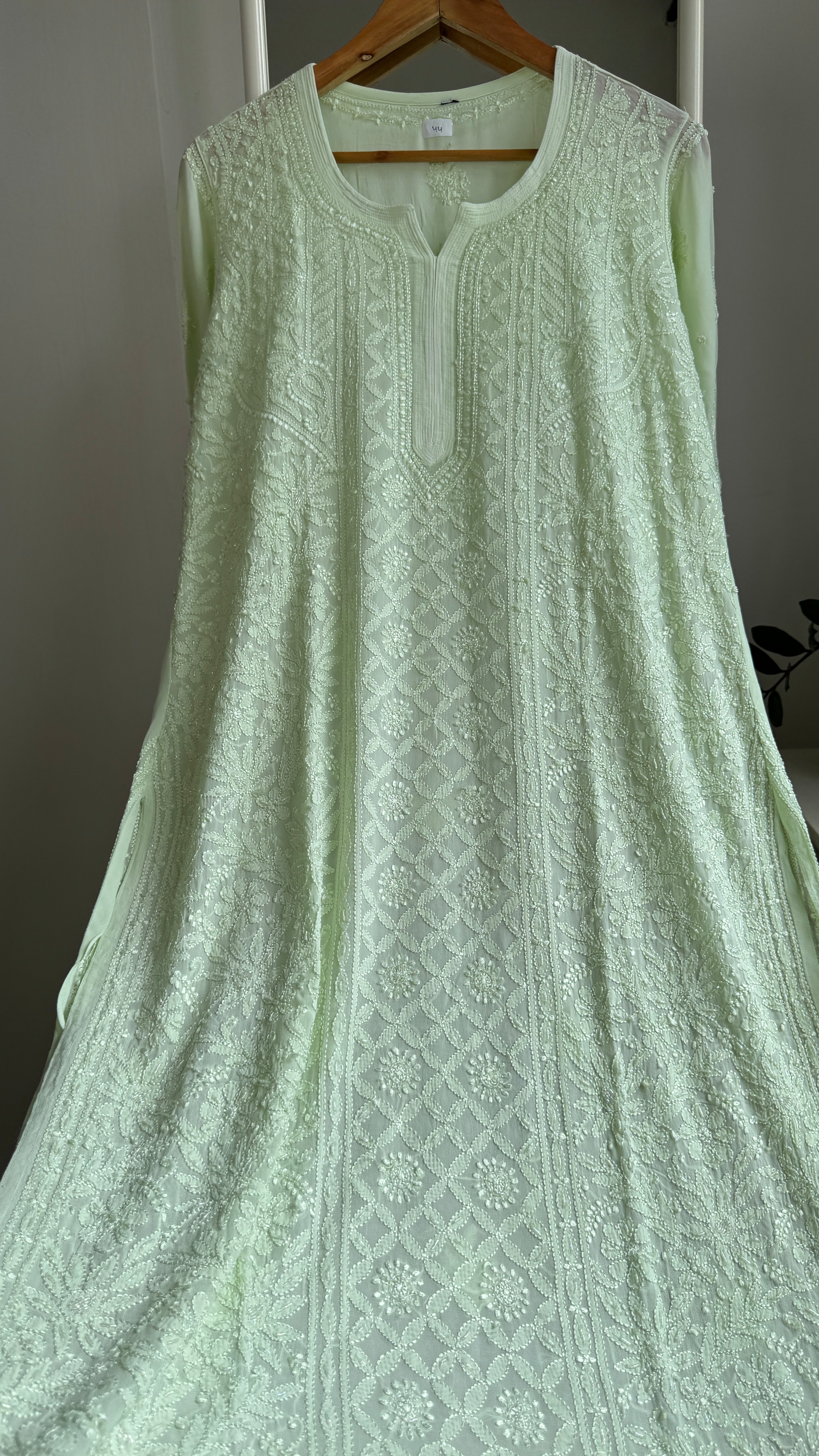 Viscose Kurti with Pearl  Work - Light Green
