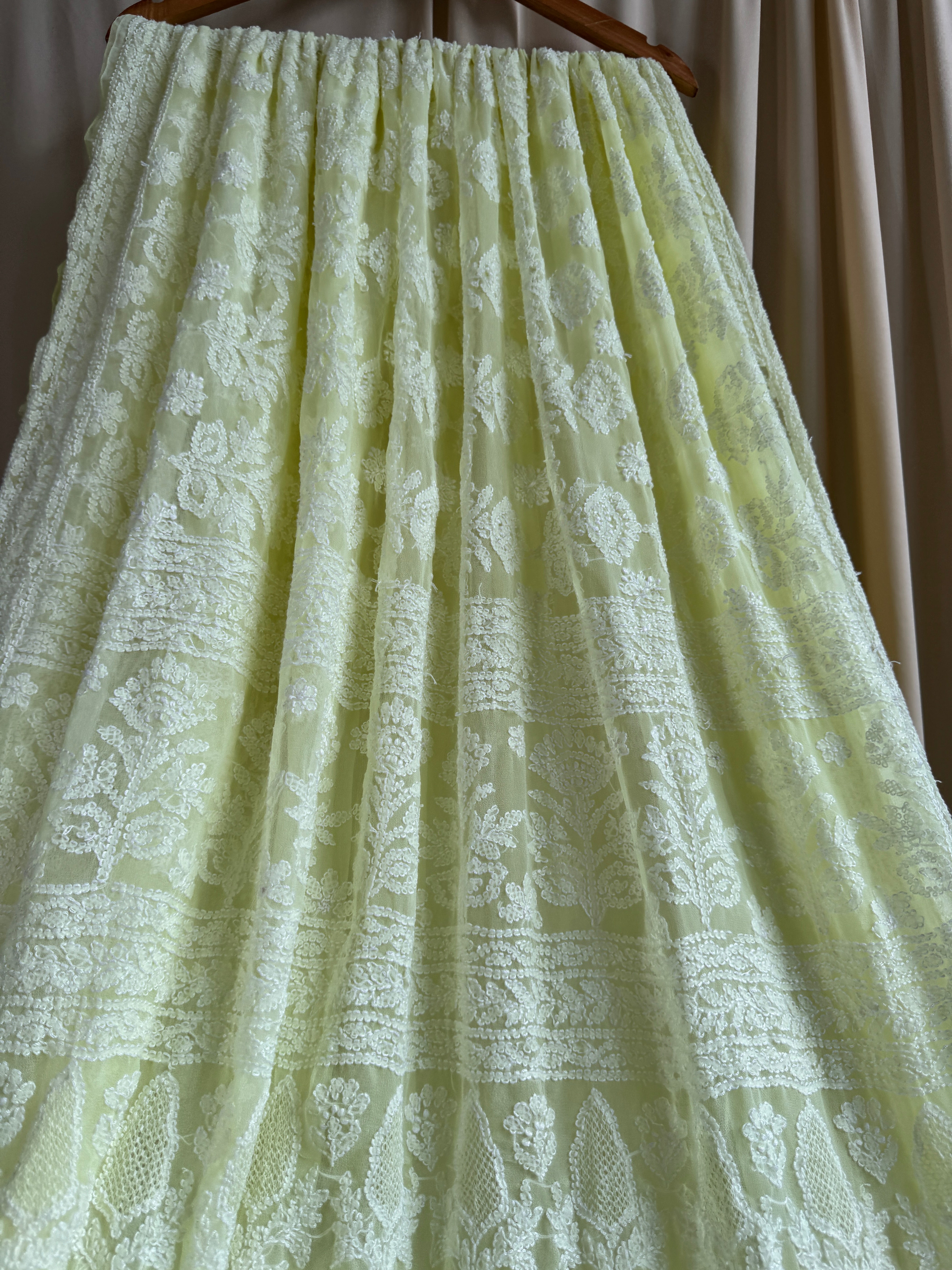 Georgette Chikankari saree in Lemon Yellow ARIAA CHIKANKARI 