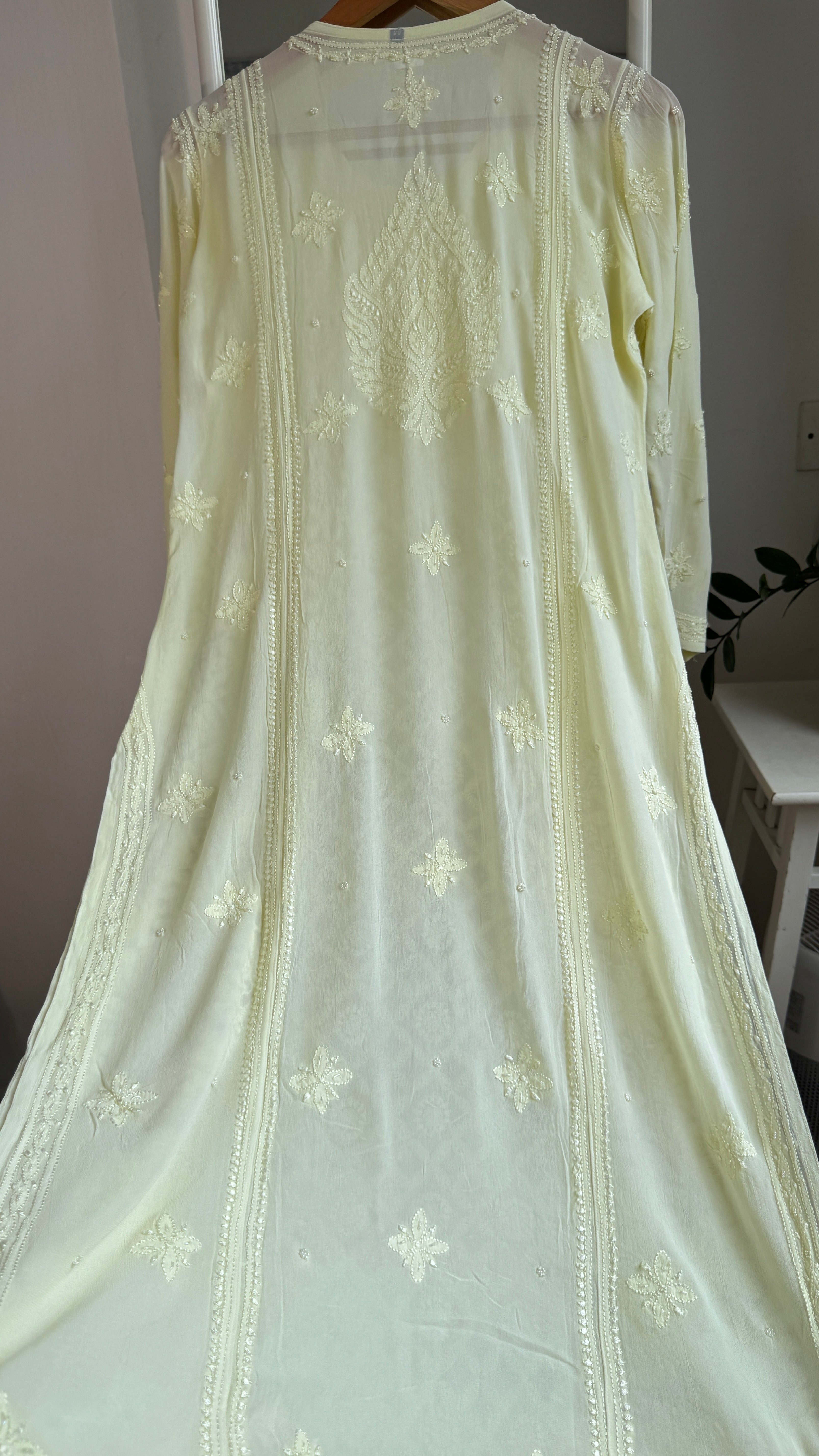 Viscose Kurti with Pearl  Work - Lemon Yellow