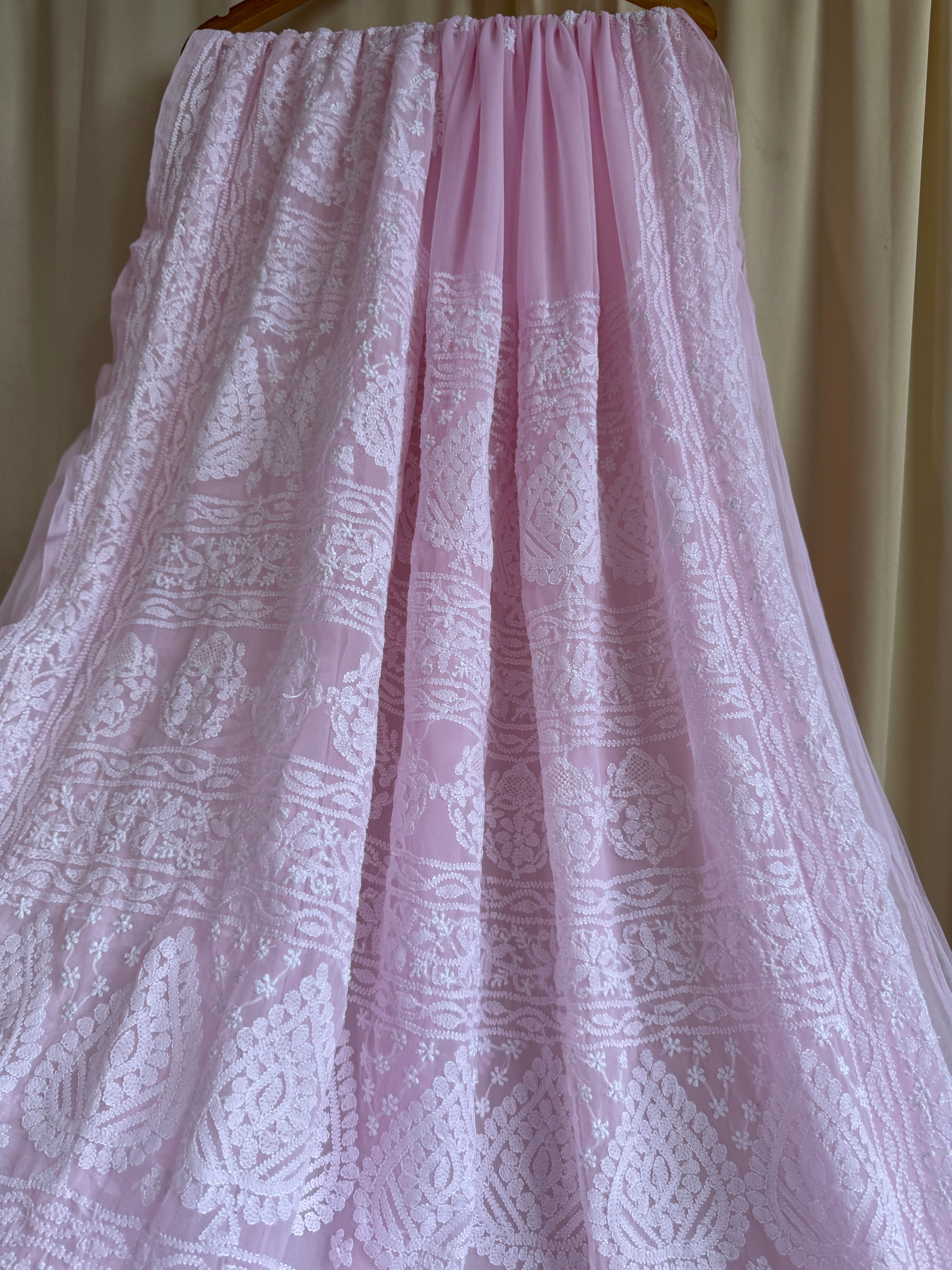 Georgette Chikankari saree in Pink ARIAA CHIKANKARI 