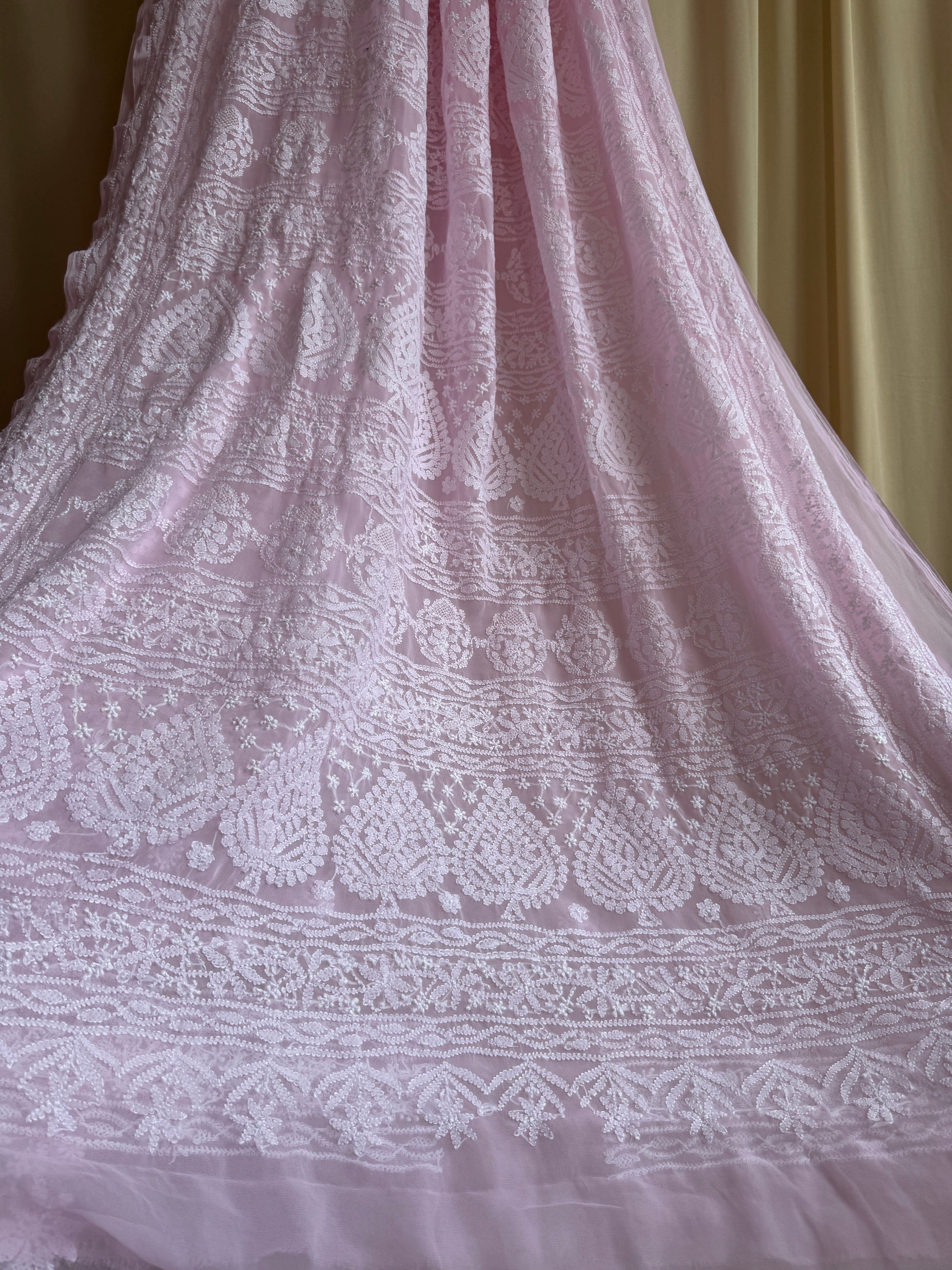 Georgette Chikankari saree in Pink ARIAA CHIKANKARI 