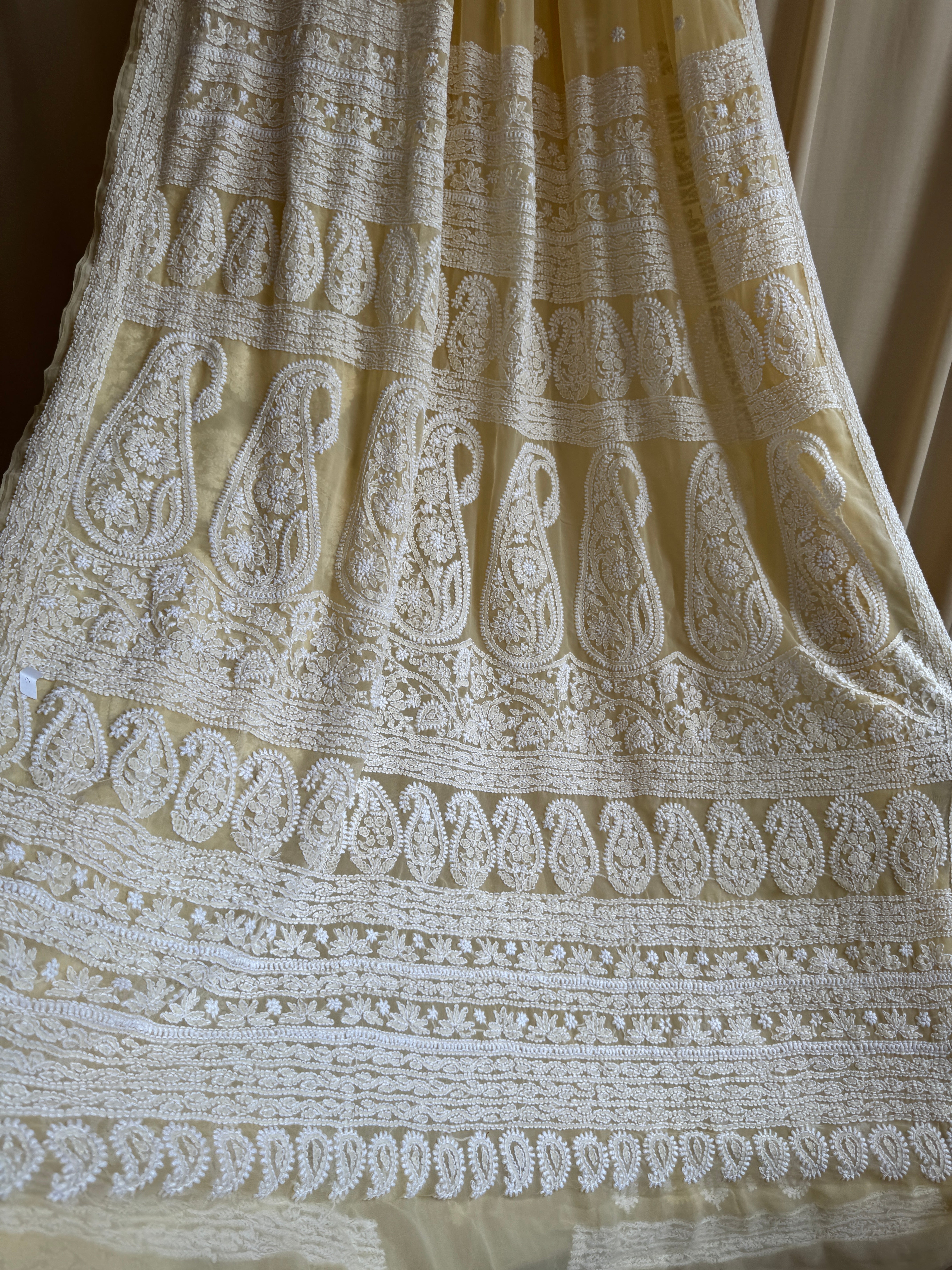 Georgette Chikankari saree in Cream ARIAA CHIKANKARI 