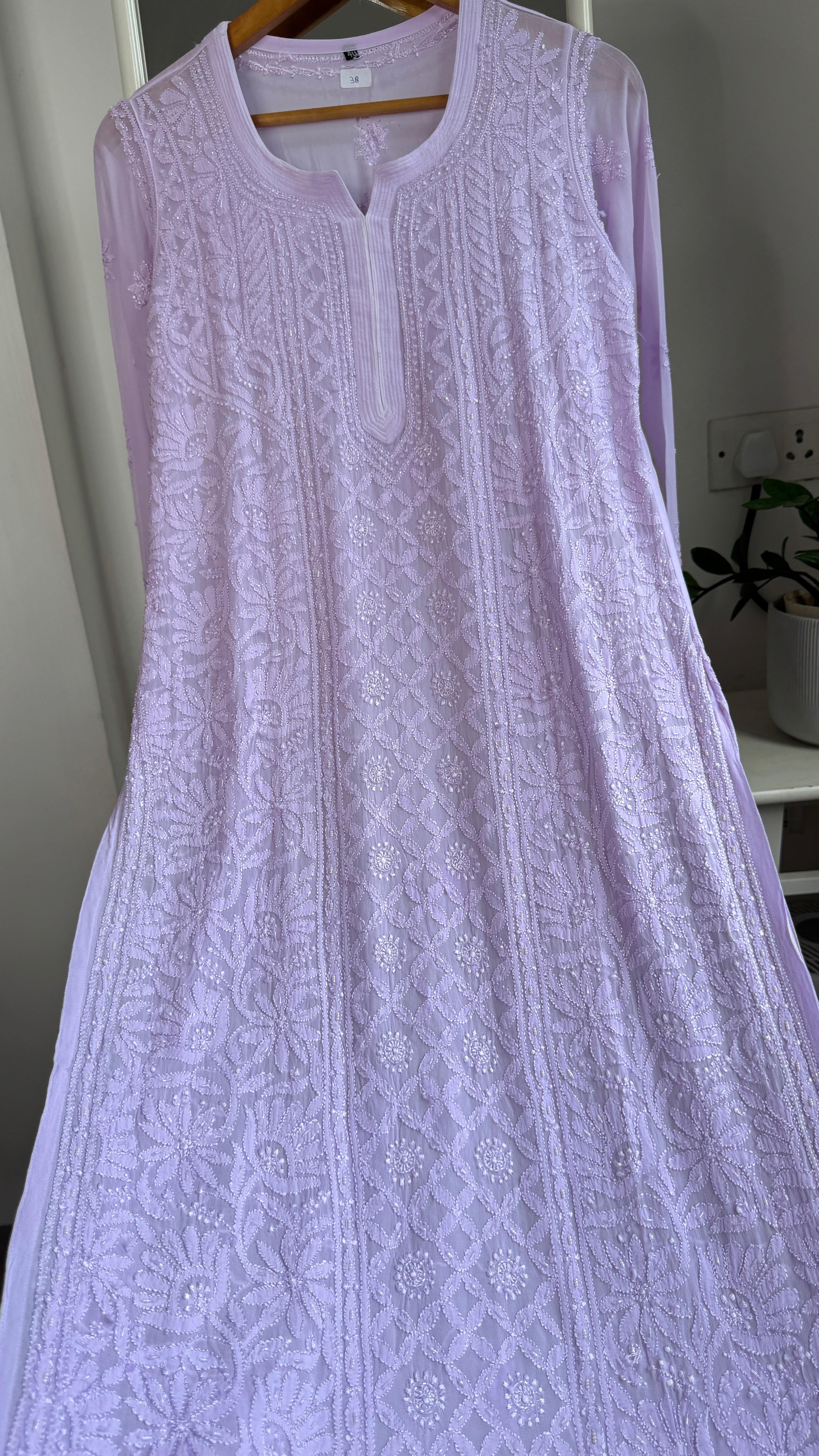 Viscose Kurti with Pearl  Work - Lilac
