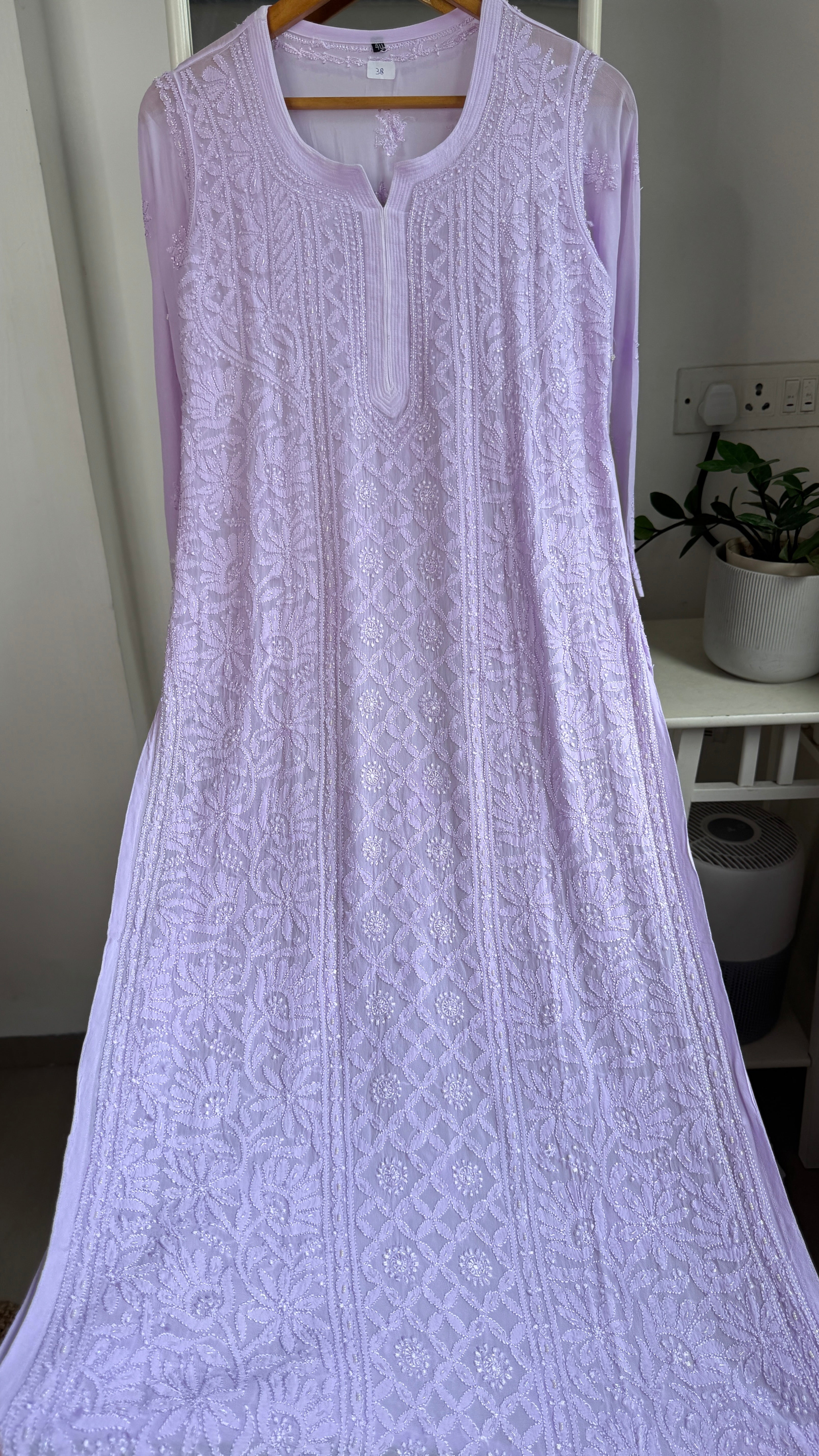 Viscose Kurti with Pearl  Work - Lilac