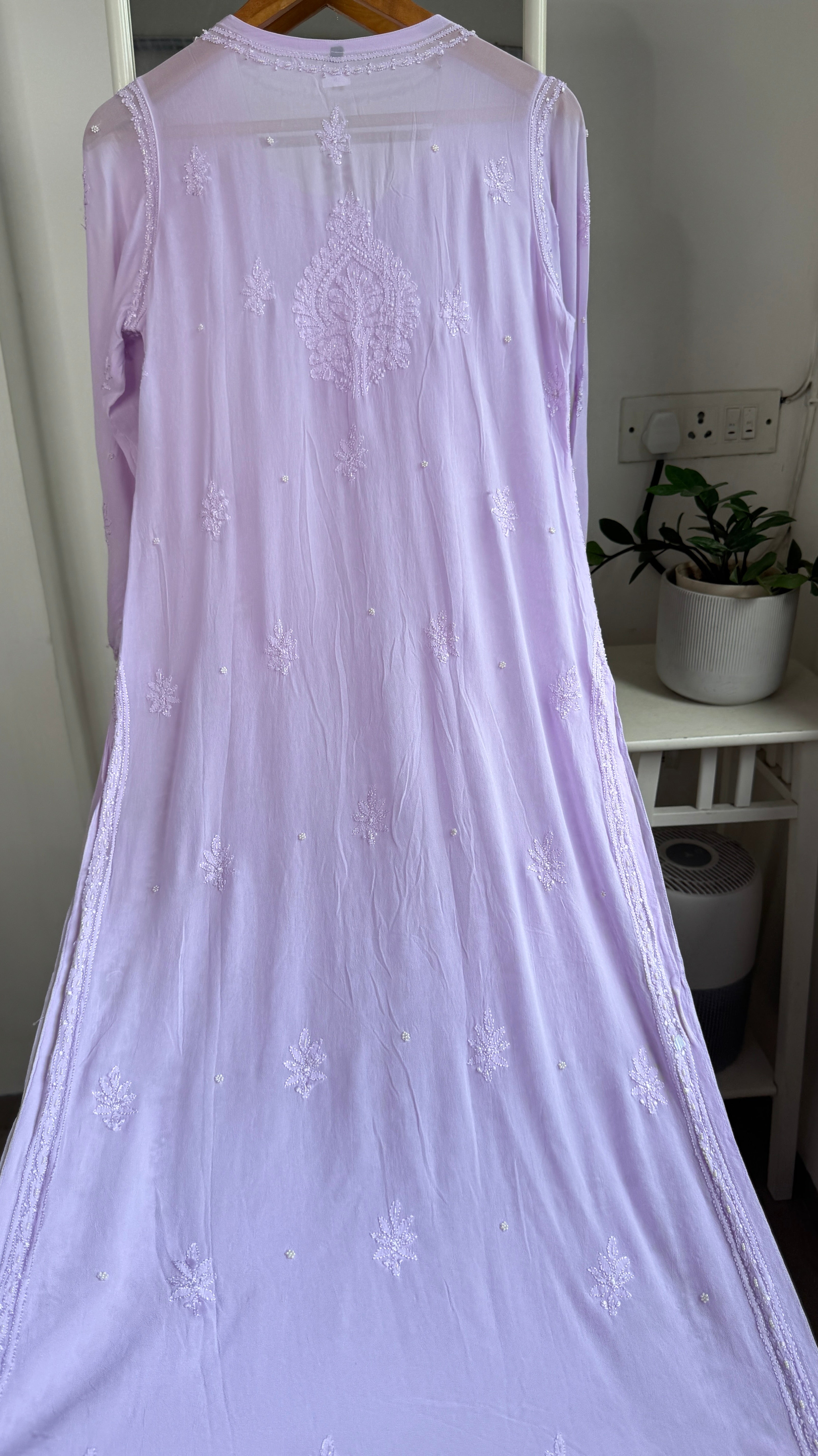 Viscose Kurti with Pearl  Work - Lilac