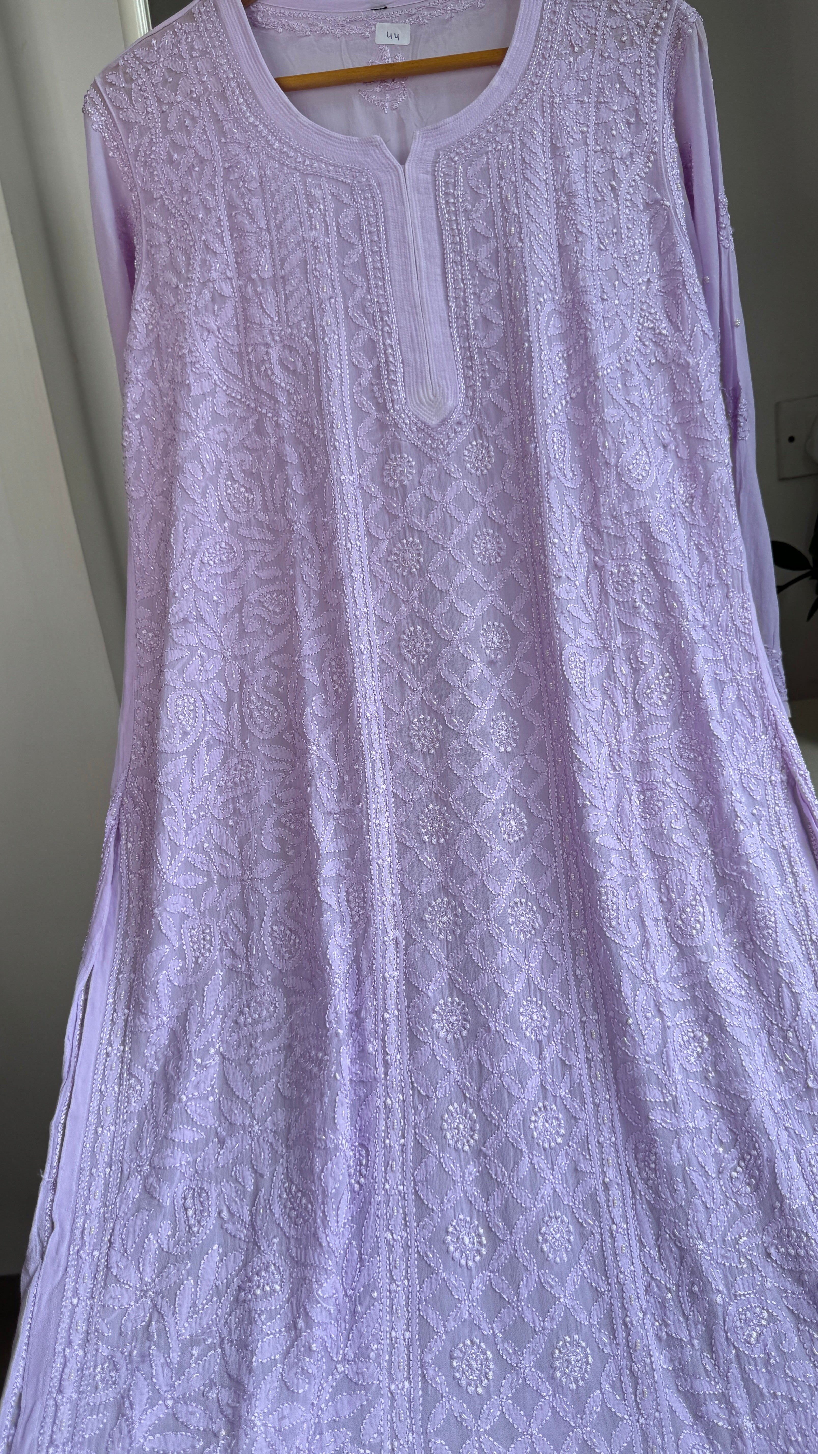 Viscose Kurti with Pearl  Work - Lilac