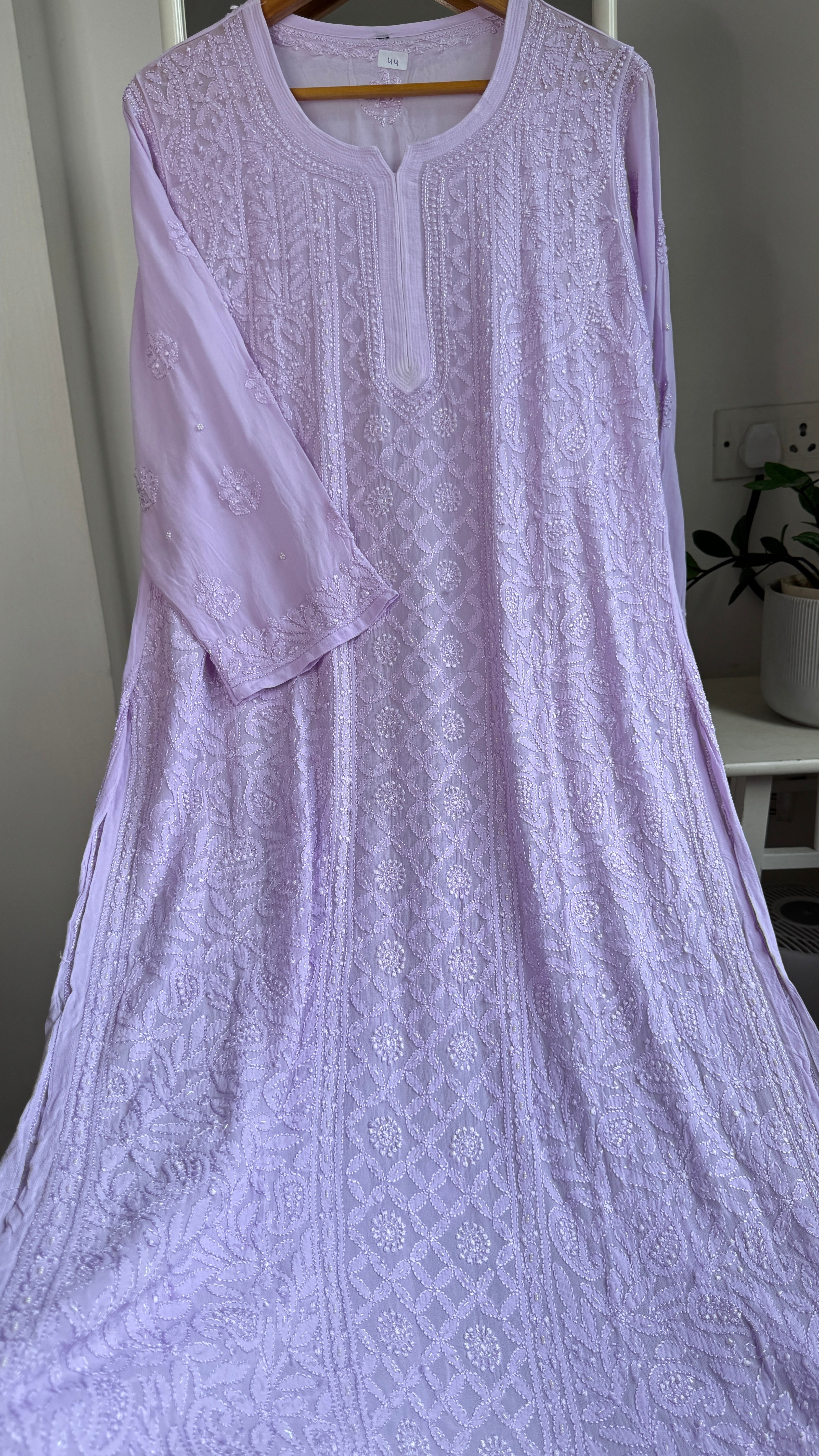 Viscose Kurti with Pearl  Work - Lilac