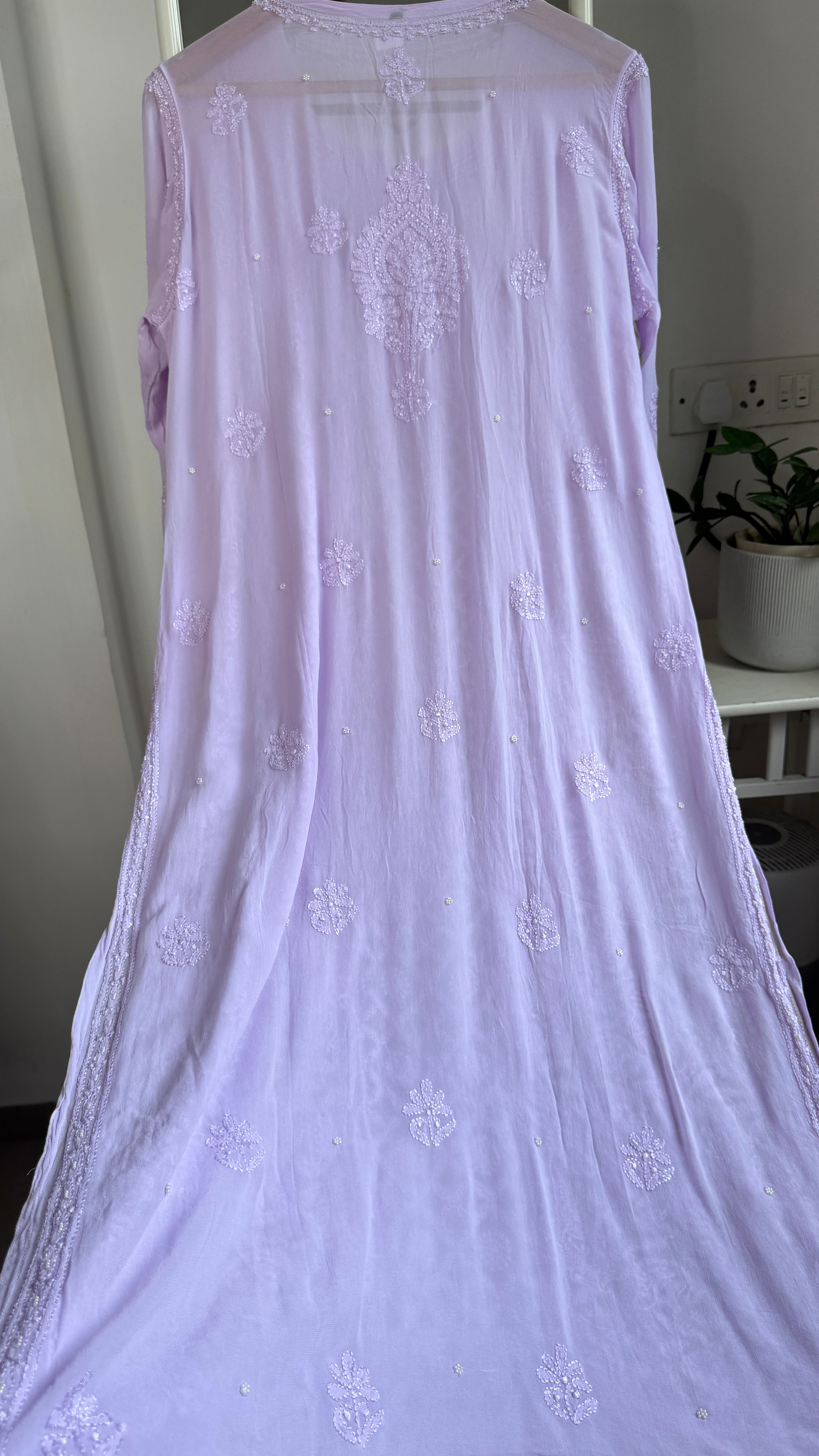 Viscose Kurti with Pearl  Work - Lilac