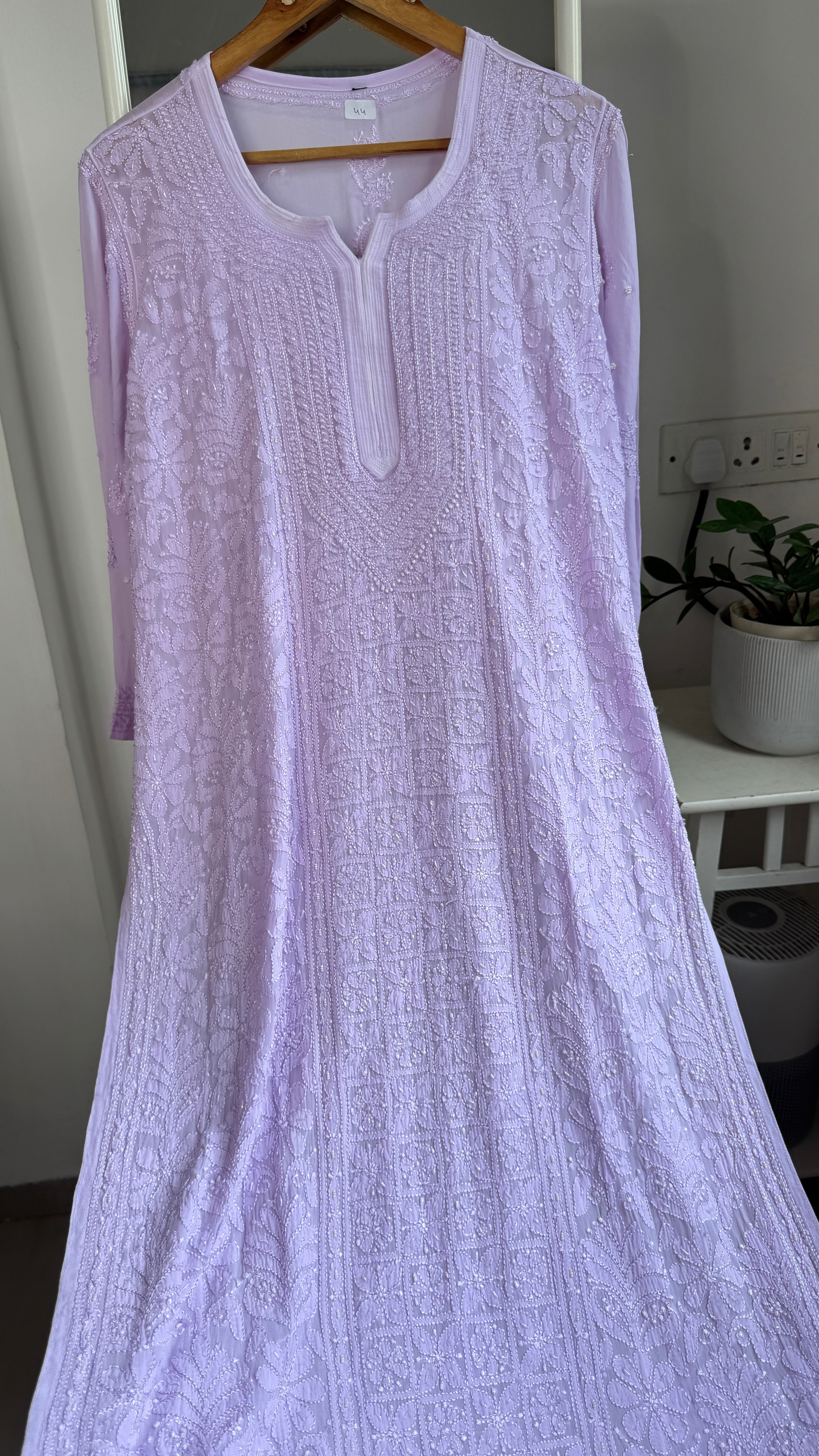 Viscose Kurti with Pearl  Work - Lilac