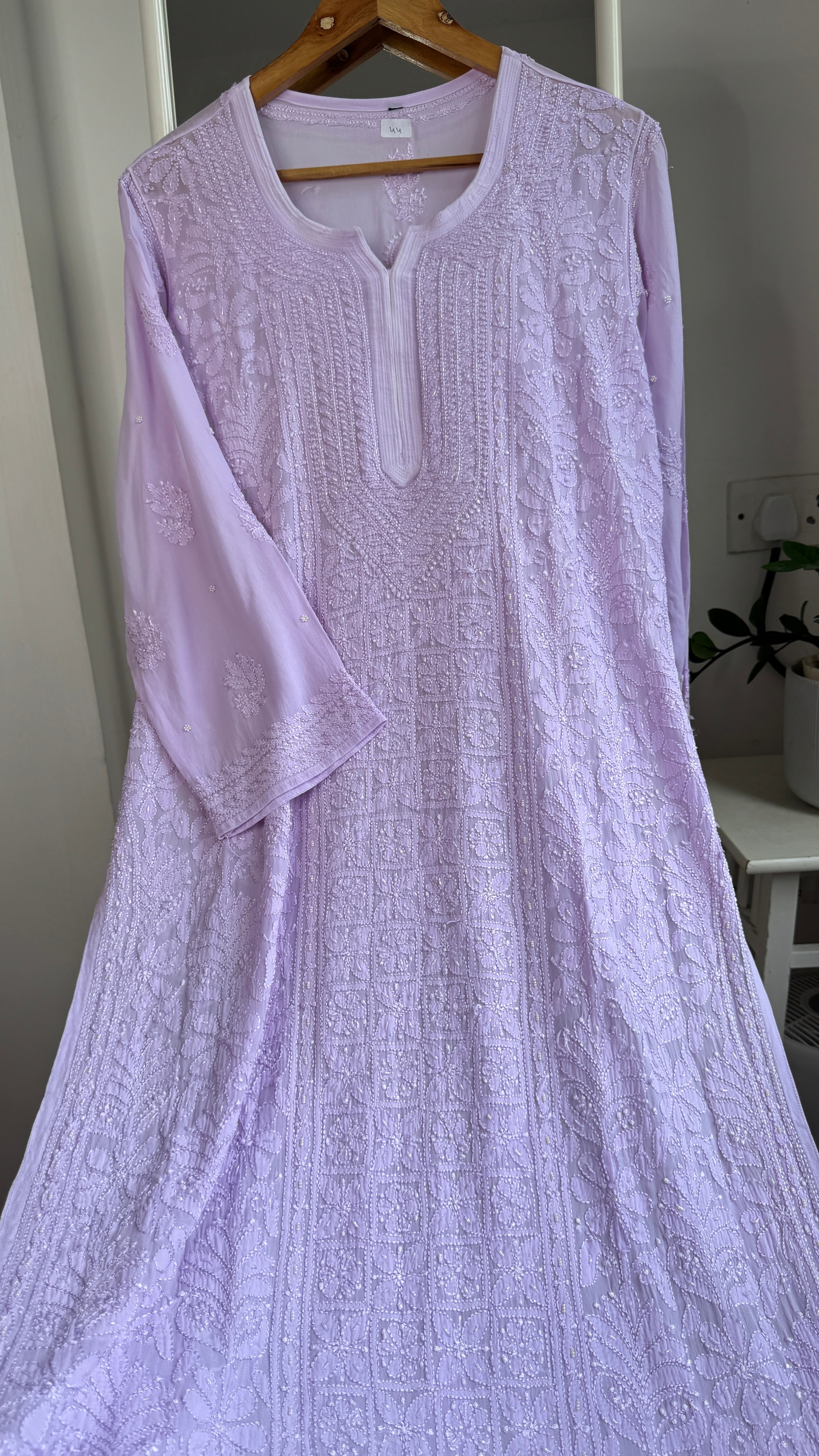 Viscose Kurti with Pearl  Work - Lilac