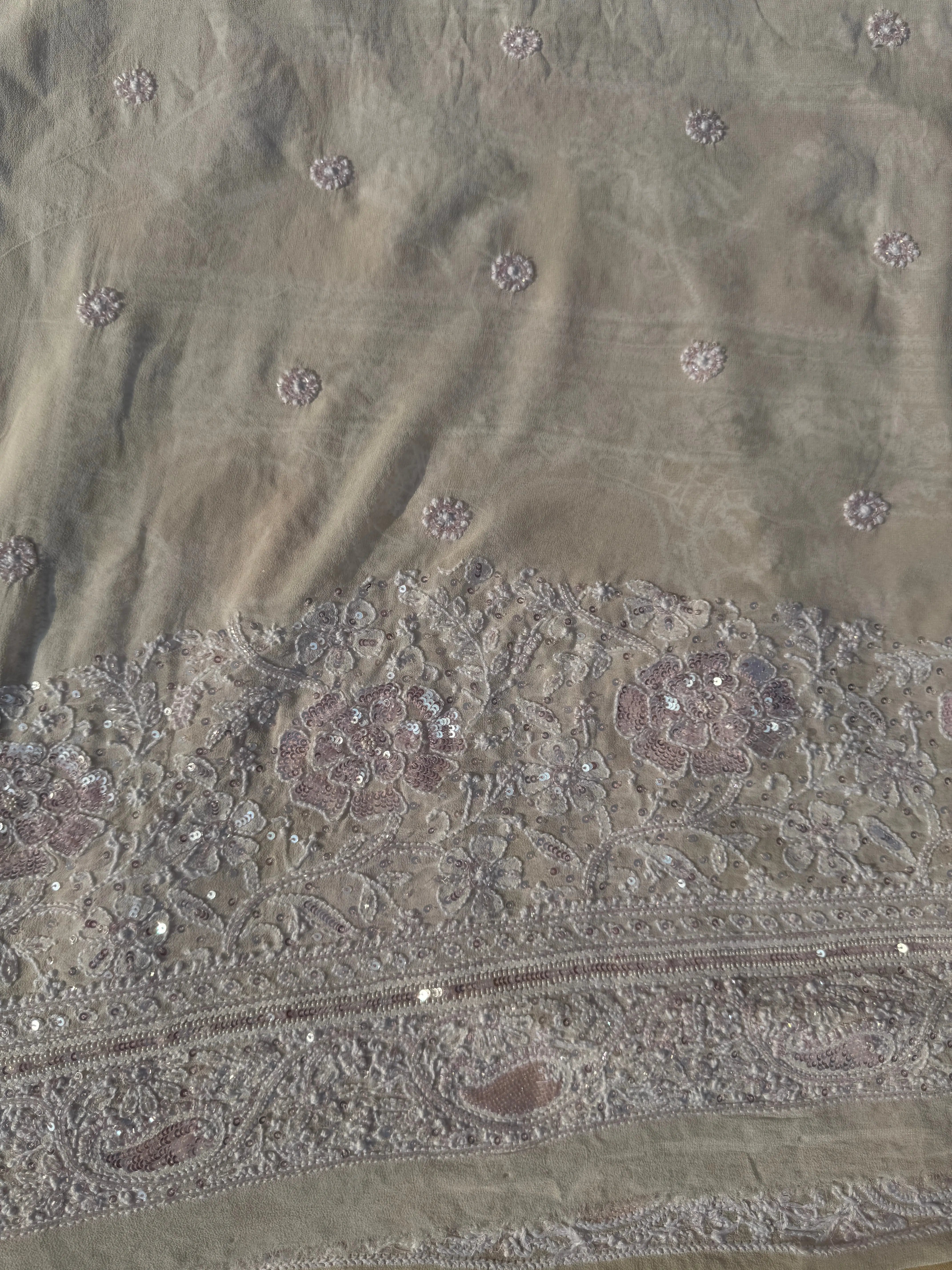 Pure Georgette Chikankari Saree ARIAA CHIKANKARI 