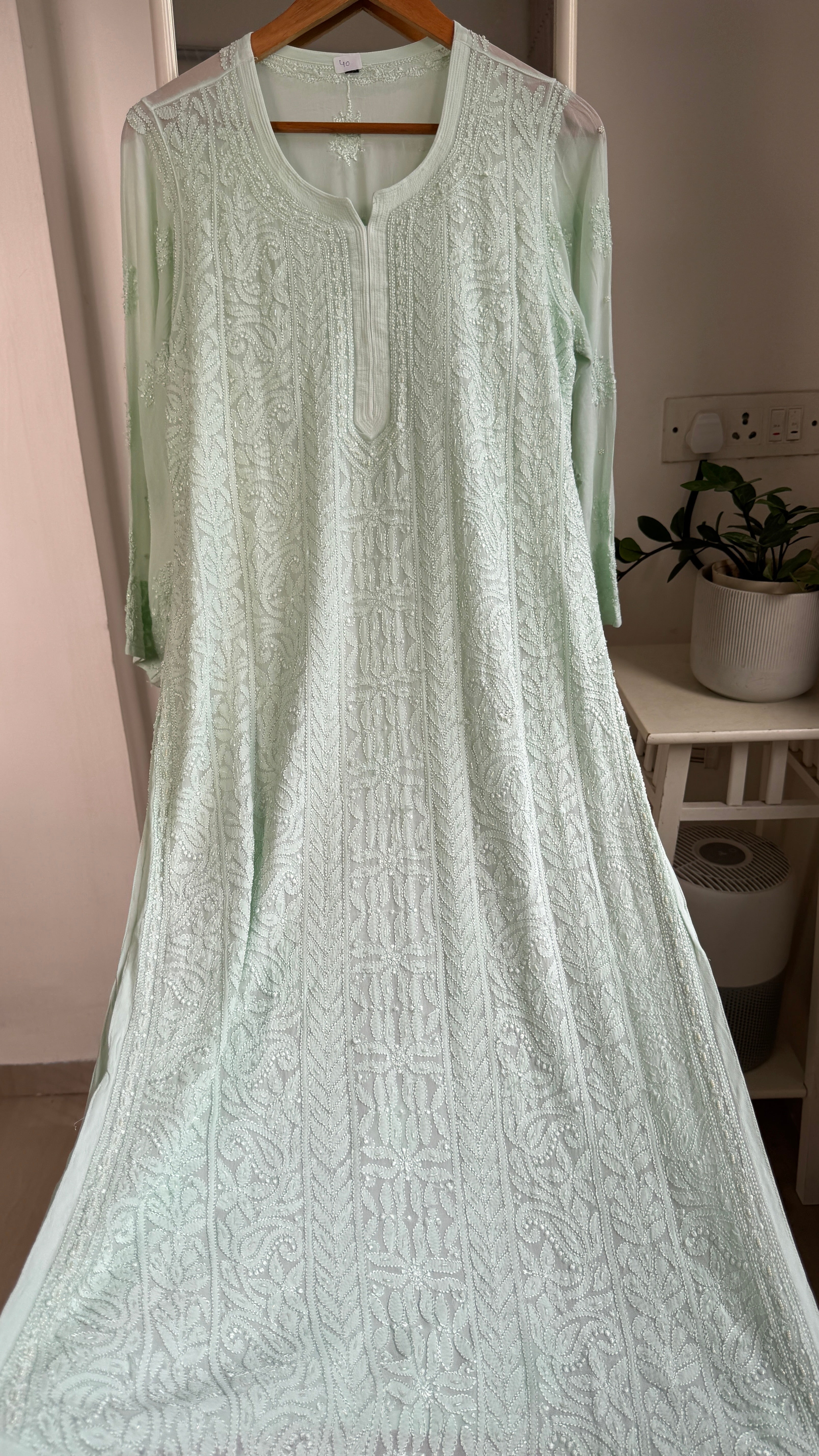 Viscose Kurti with Pearl  Work - Green