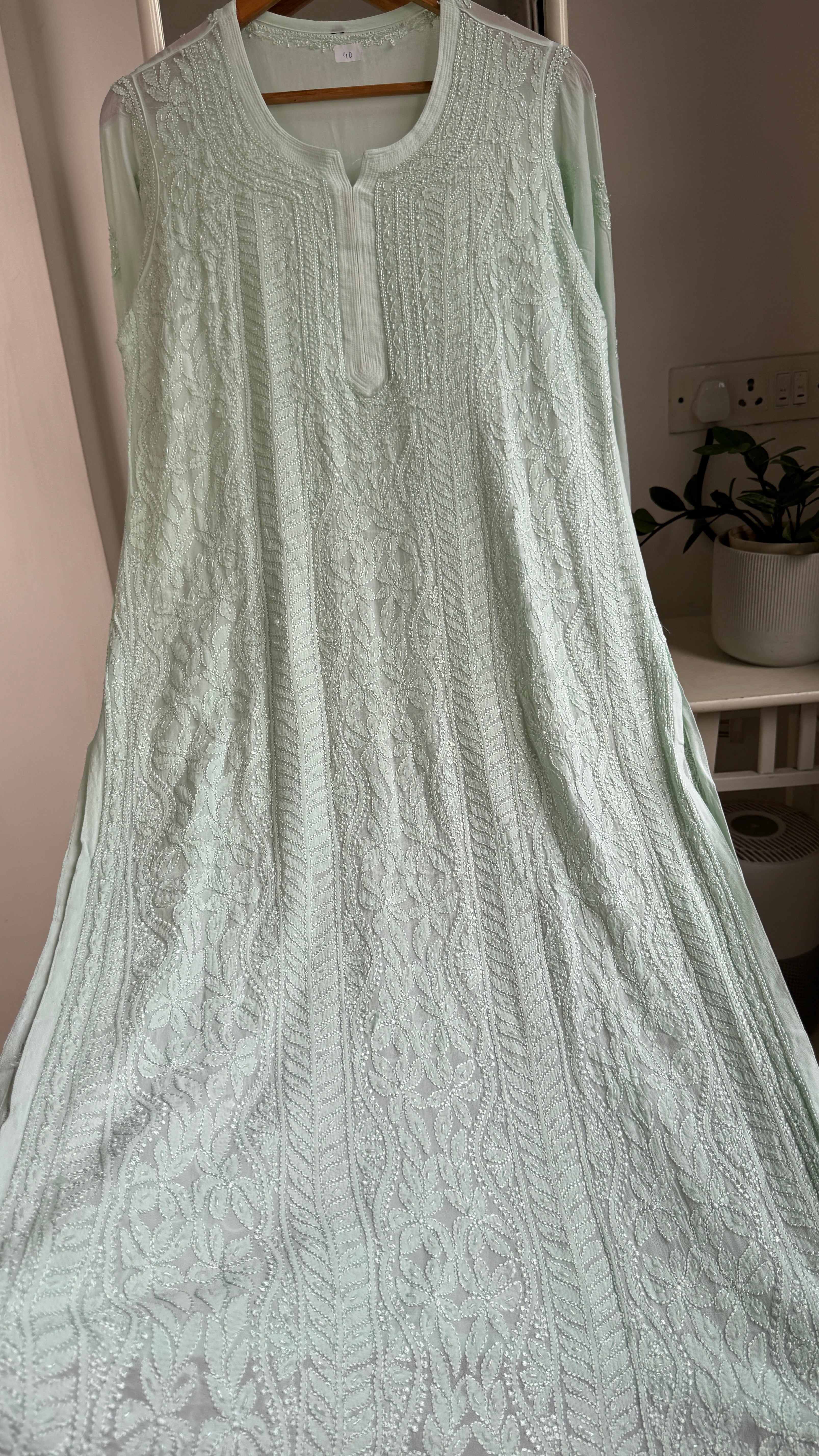 Viscose Kurti with Pearl  Work - Green