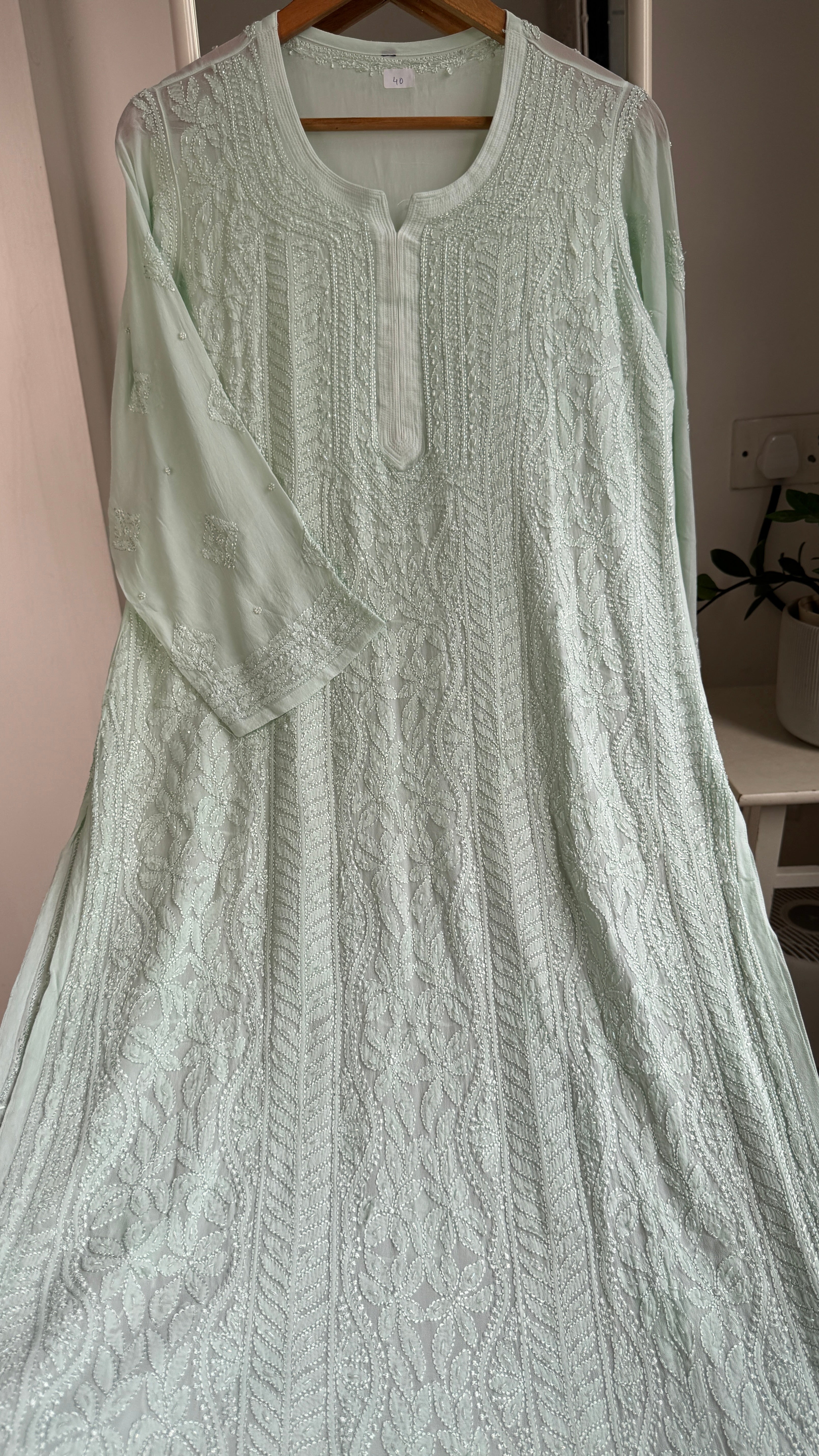 Viscose Kurti with Pearl  Work - Green